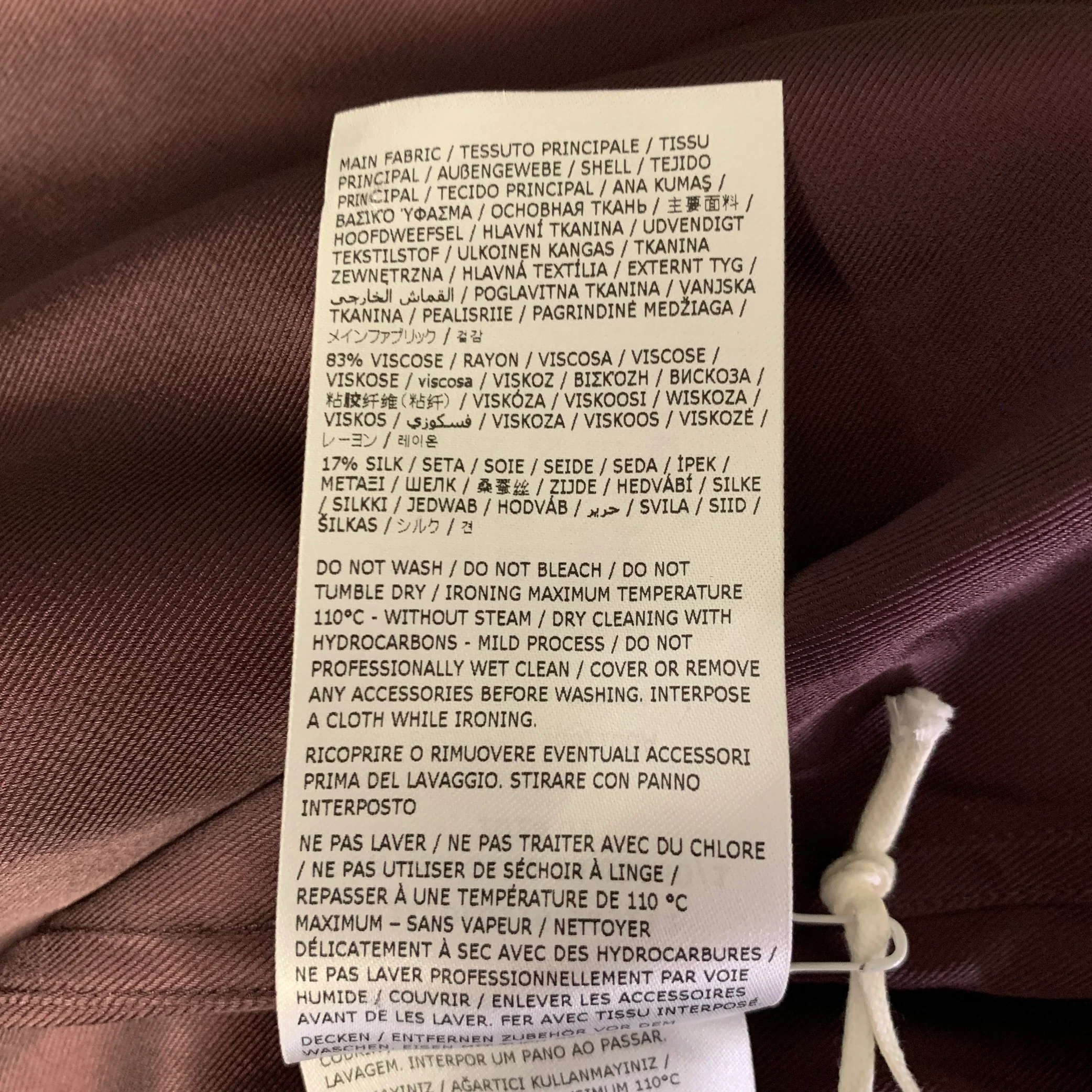 JIL SANDER Size M Plum Viscose Silk Hidden Placket Long Sleeve Shirt - Image 9