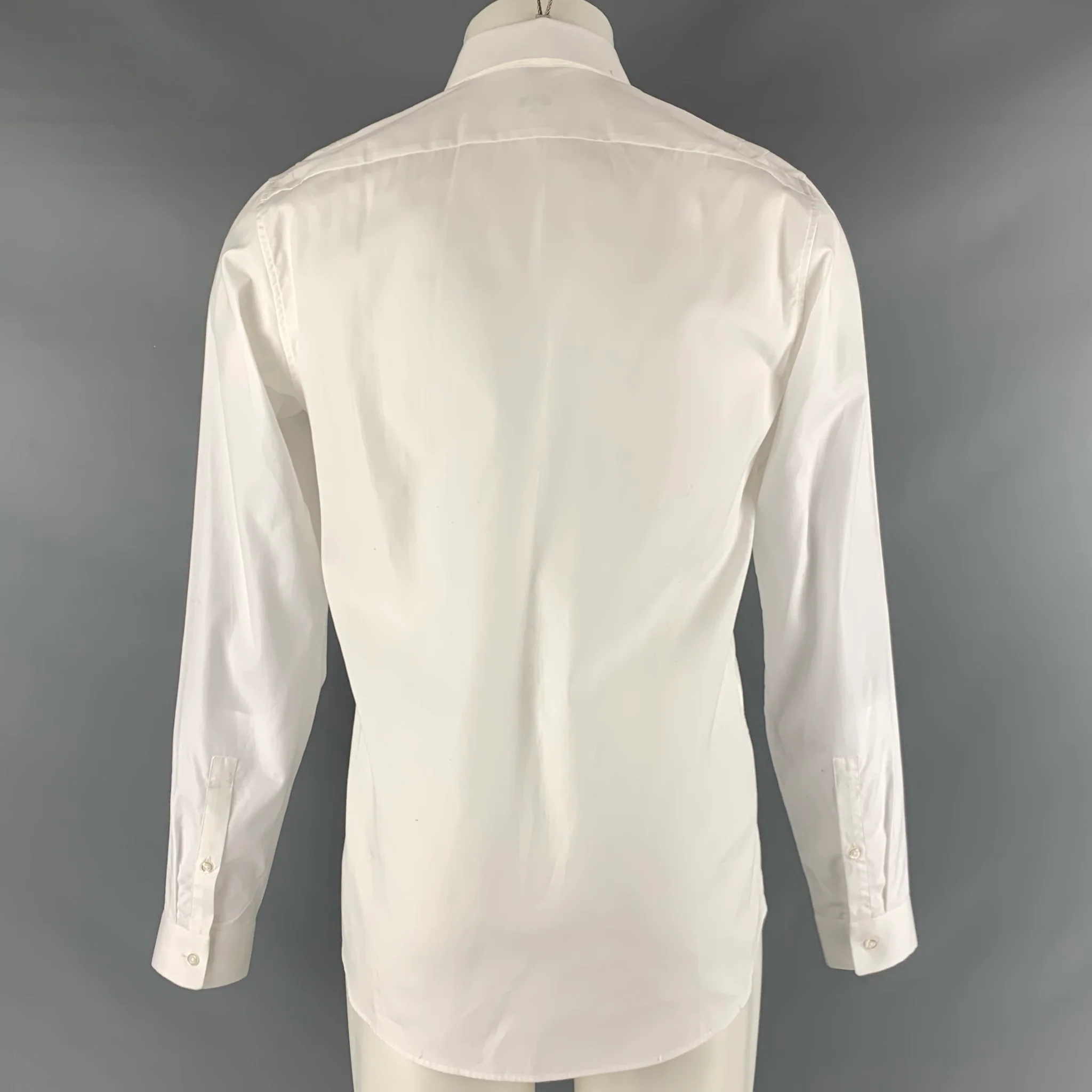 JIL SANDER Size M White Patchwork Cotton Button Up Long Sleeve Shirt - Image 4