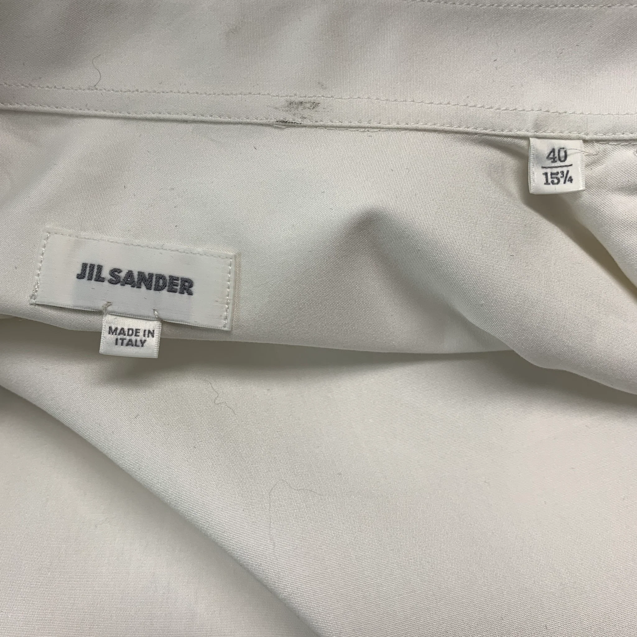 JIL SANDER Size M White Patchwork Cotton Button Up Long Sleeve Shirt - Image 8