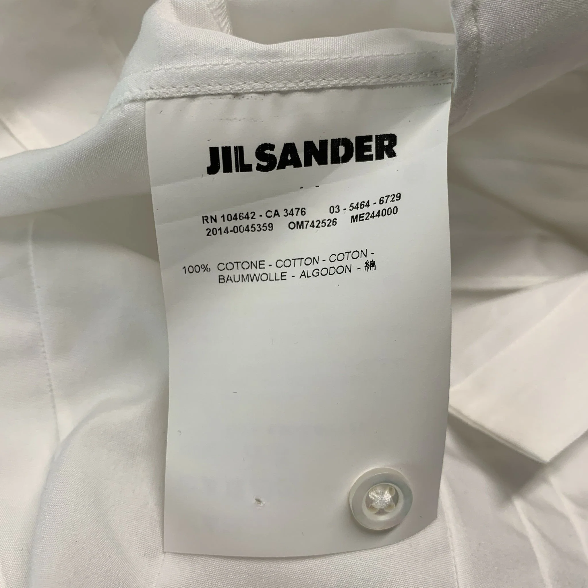 JIL SANDER Size M White Patchwork Cotton Button Up Long Sleeve Shirt - Image 9