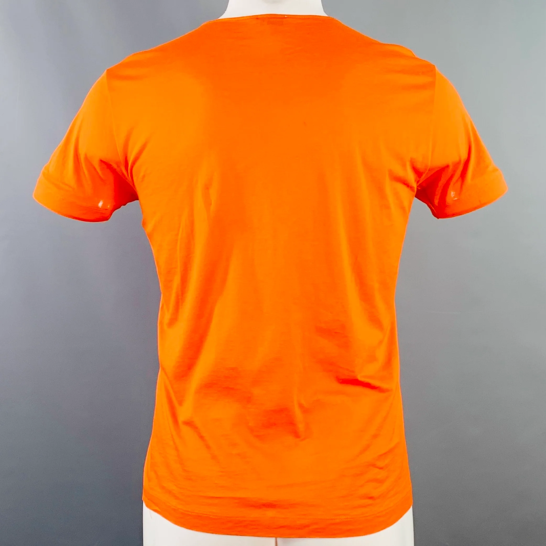 JIL SANDER Size S Orange Rust Jersey Cotton Scoop Neck T-shirt - Image 3