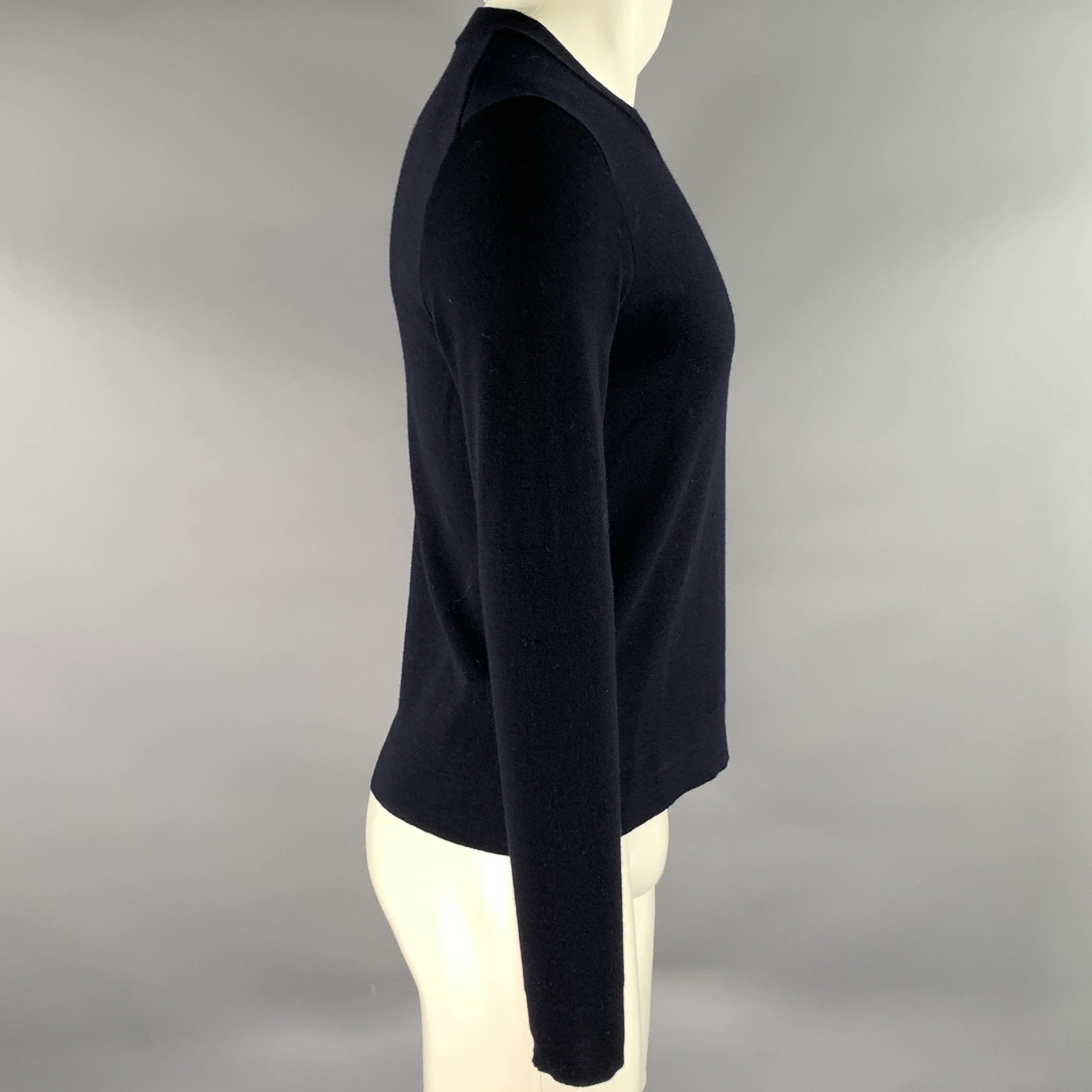 JIL SANDER Size XS Navy Knit Ribbed Pullover - Image 3