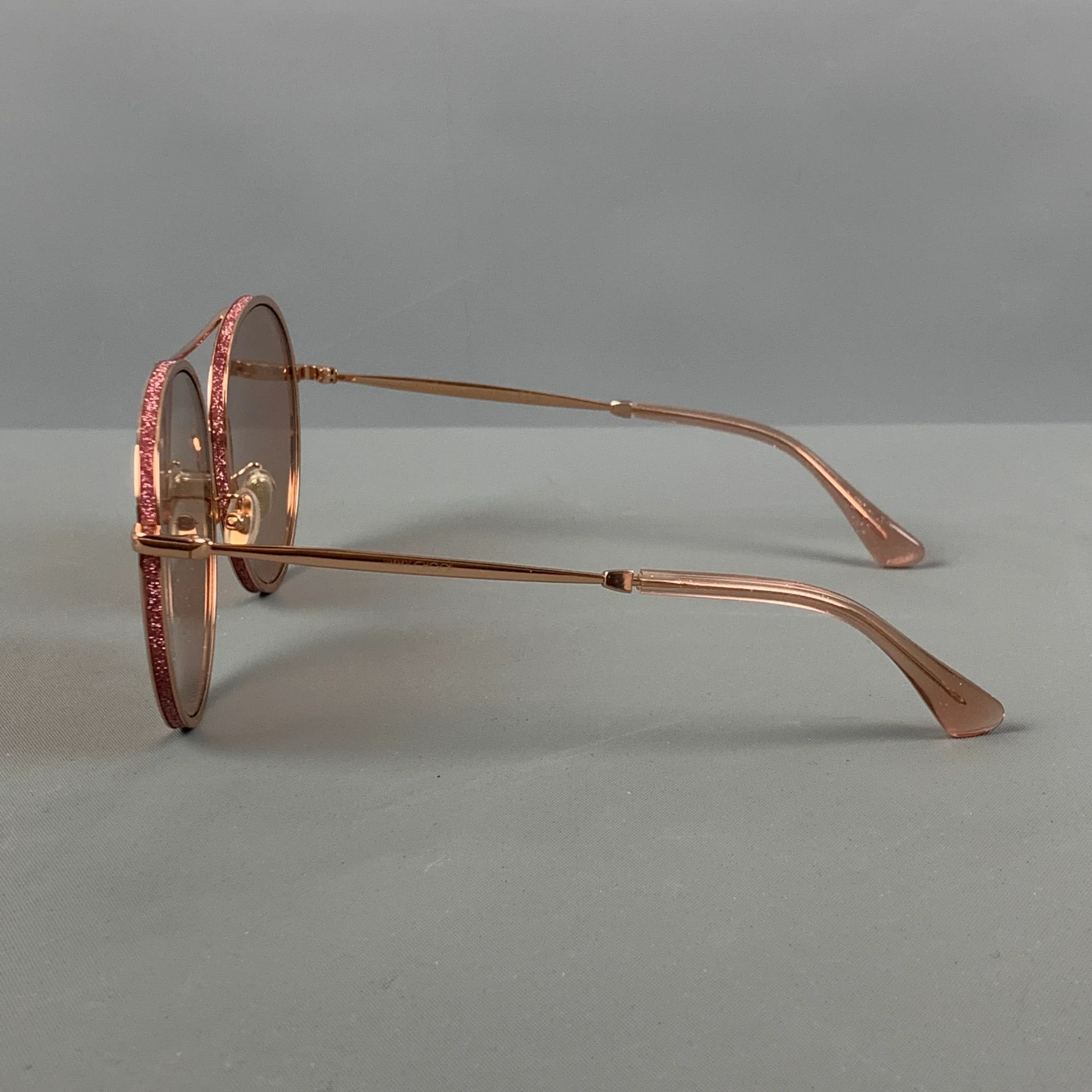 JIMMY CHOO Pink Glitter Metal Sunglasses - Image 4
