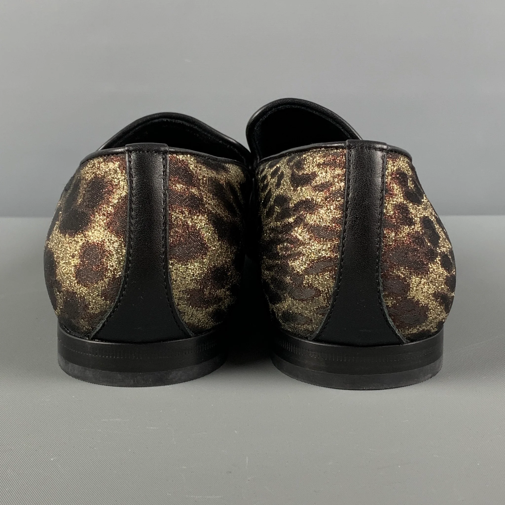 JIMMY CHOO Size 10 Gold Brown Animal Print Leather Slip On Loafers - Image 5