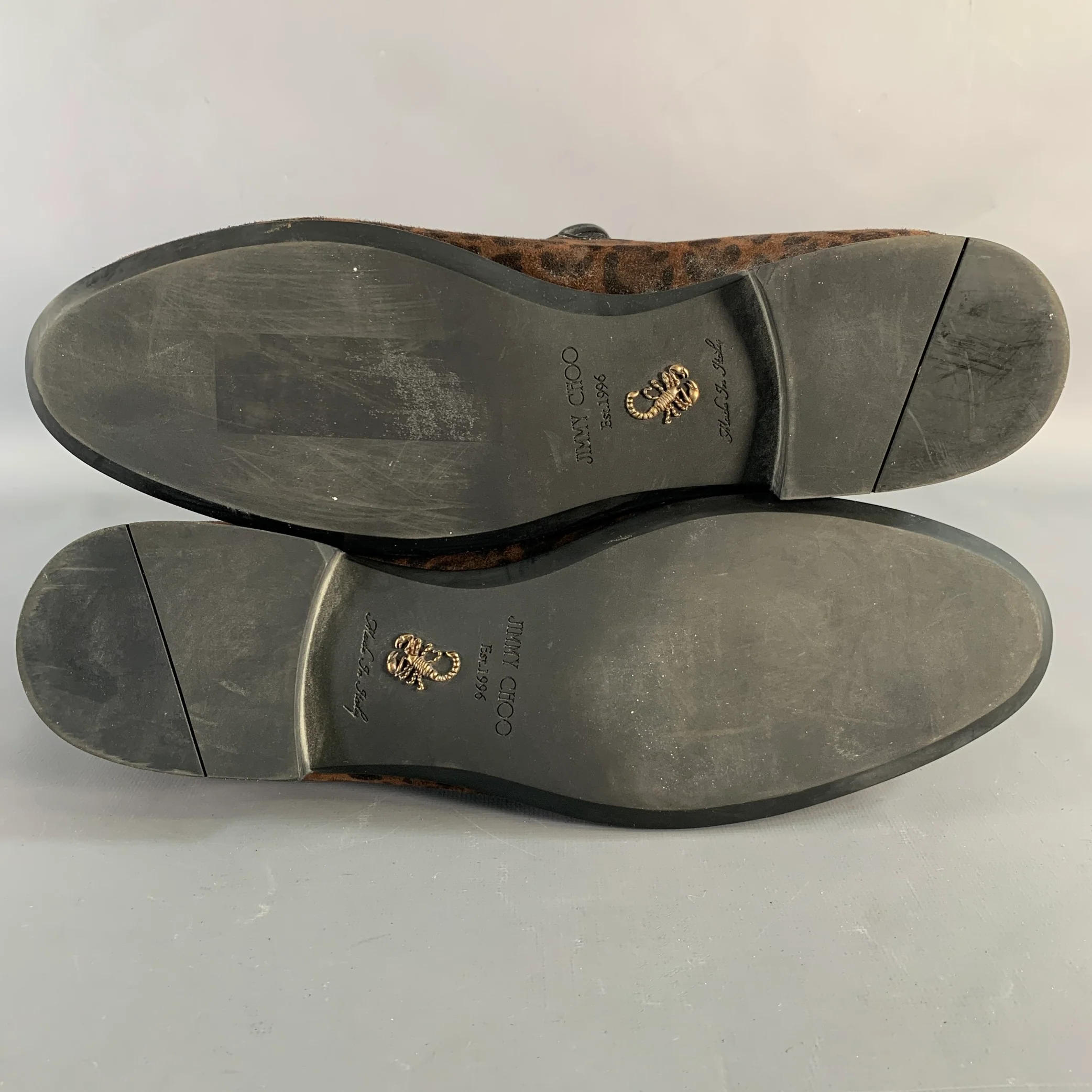 JIMMY CHOO Size 11 Brown Black Animal Print Velvet Slip On Loafers - Image 6