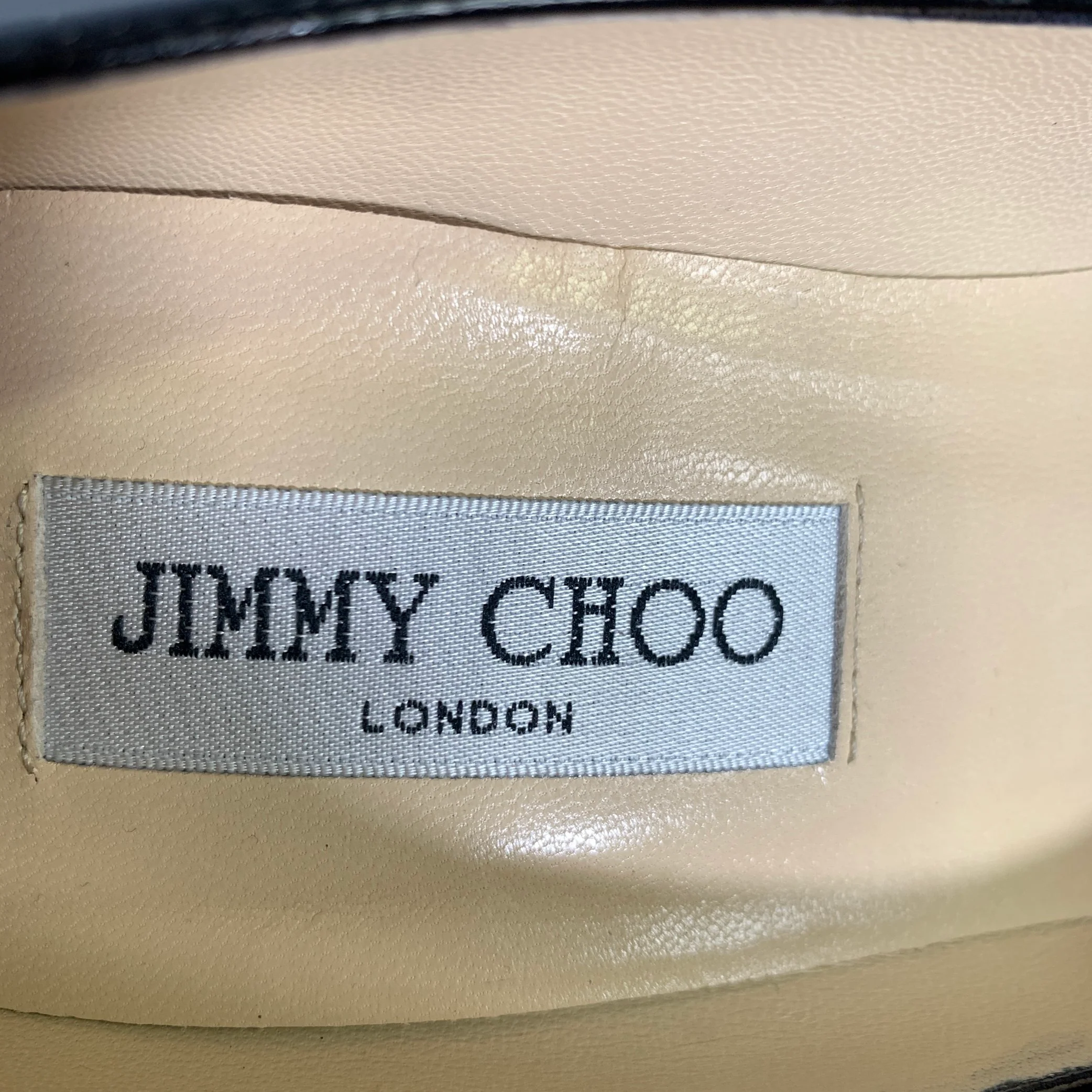 JIMMY CHOO Size 6 Black Leather Croc Embossed Stiletto Pumps - Image 8