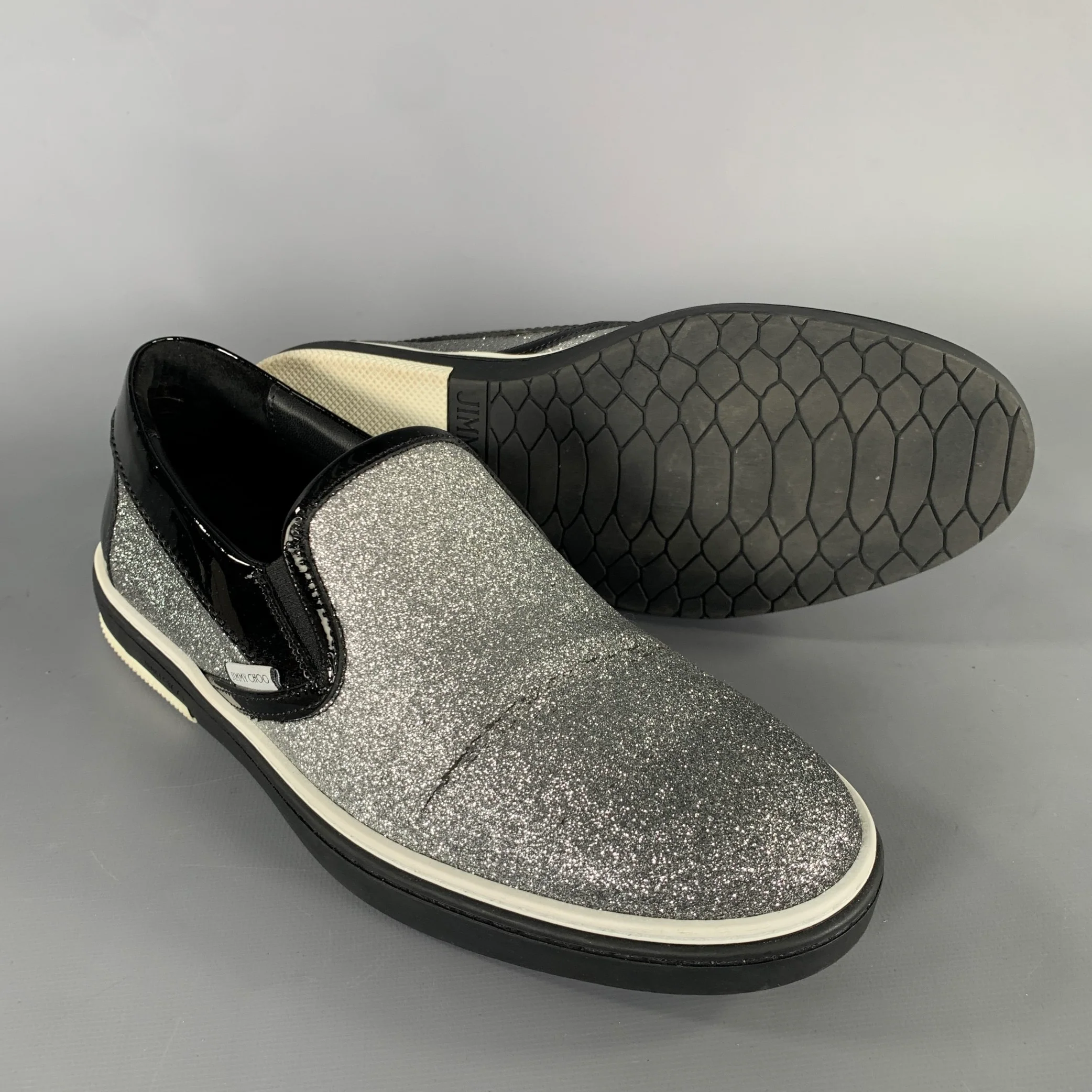 JIMMY CHOO Size 7 Silver Metallic Leather Slide Sneakers - Image 5