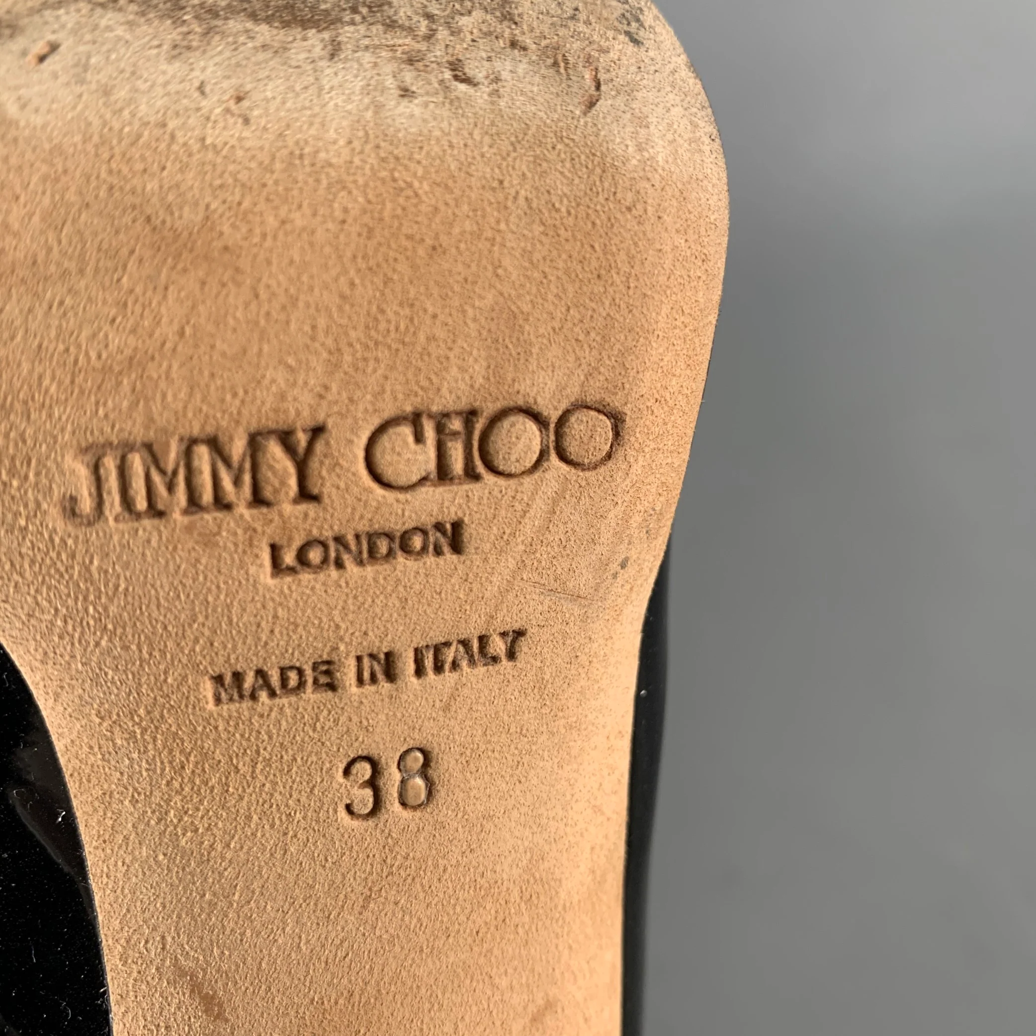 JIMMY CHOO Size 8 Black Patent Leather Slingback Sandals - Image 4