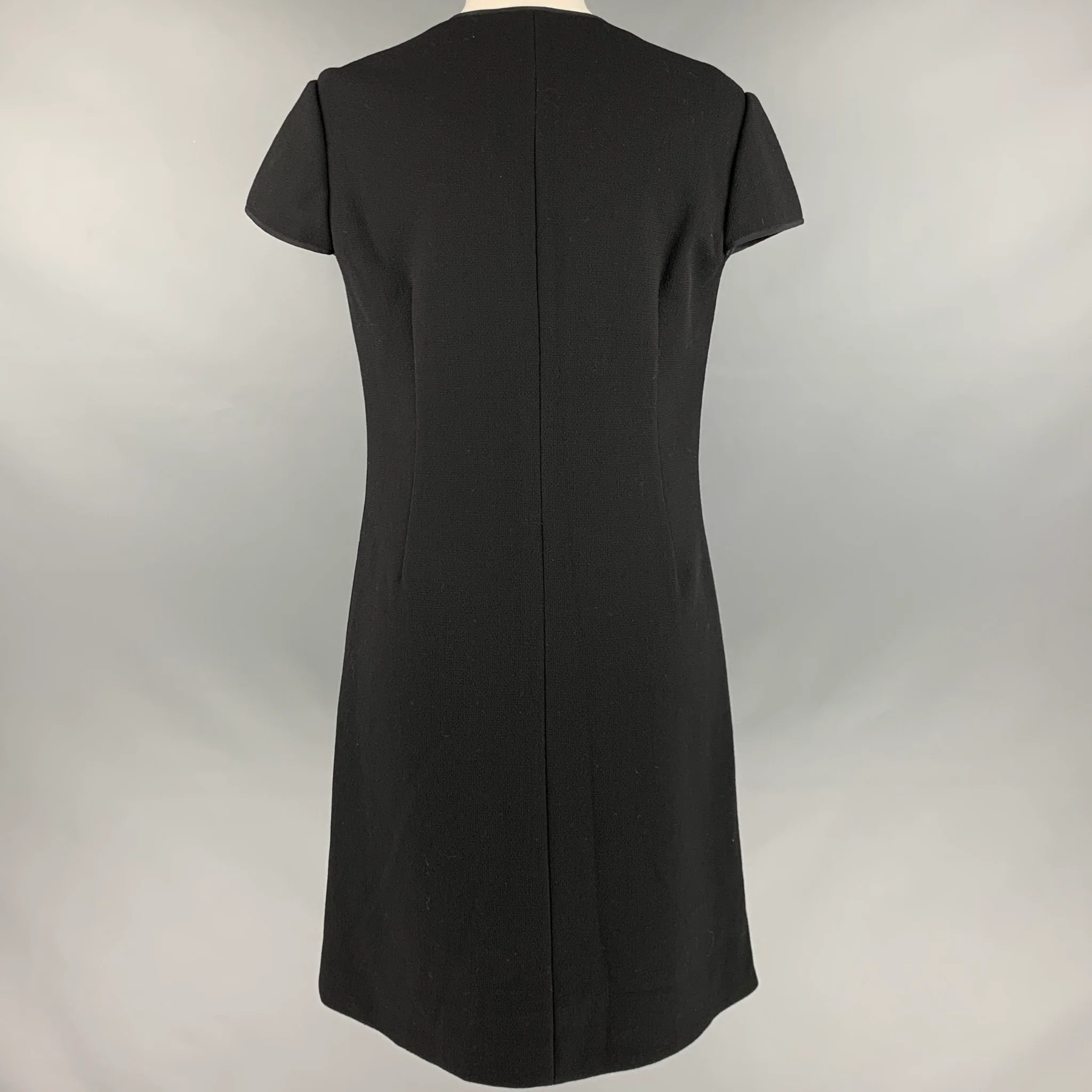 JOANNA MASTROIANNI Size 8 Black Green Jacquard Short Sleeve Below Knee Dress - Image 4
