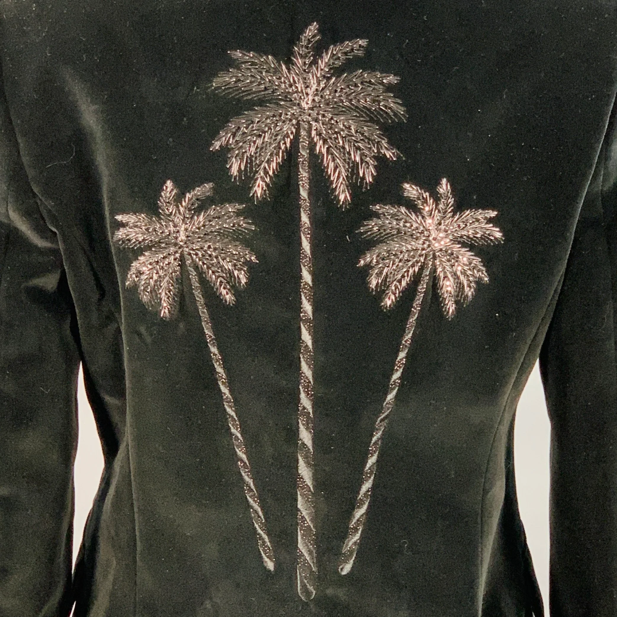 JOHANNA ORTIZ FW23 Size S Herencias del Alma Black Cotton Velvet Double Breasted Peak Lapel Coat - Image 7