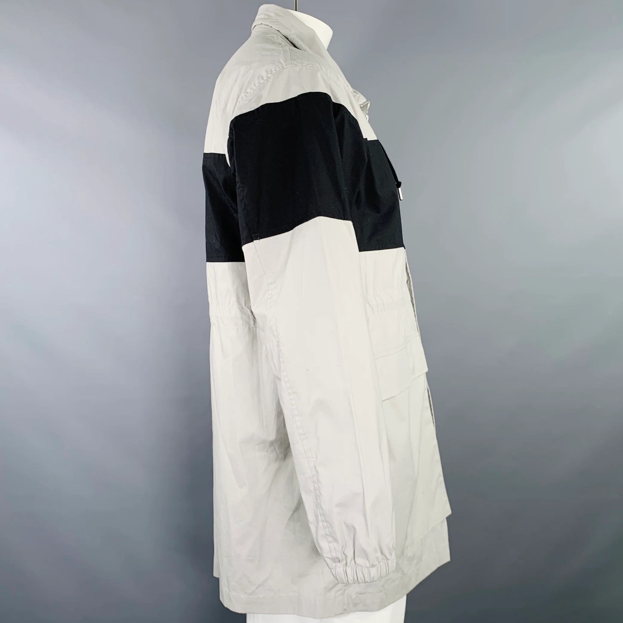 JOHN ELLIOTT Season Nine Size L Grey Black Stripe Cotton Windbreaker Jacket - Image 2
