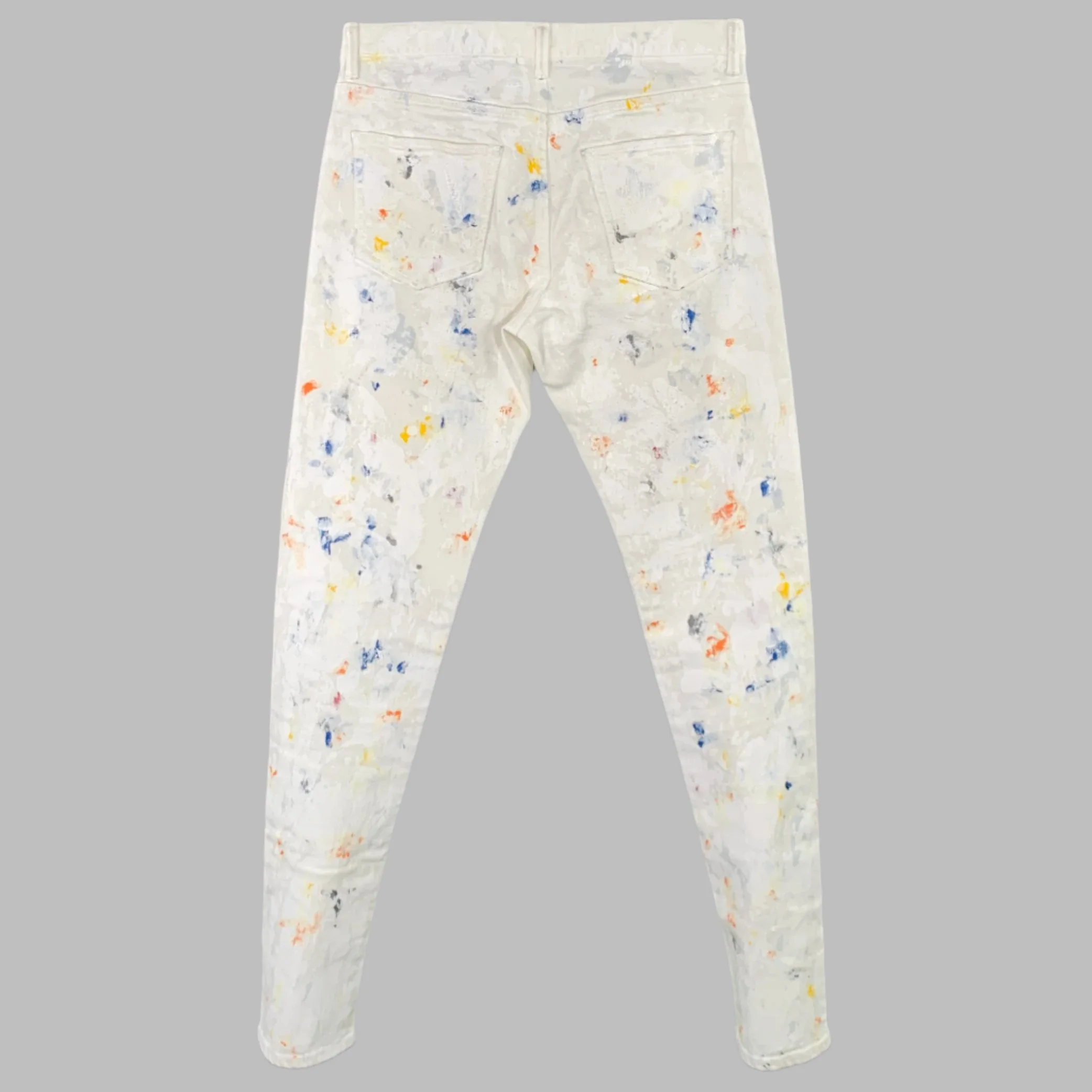 JOHN ELLIOTT Size 30 White Multi Color Paint Splatter Cotton Slim Jeans - Image 3