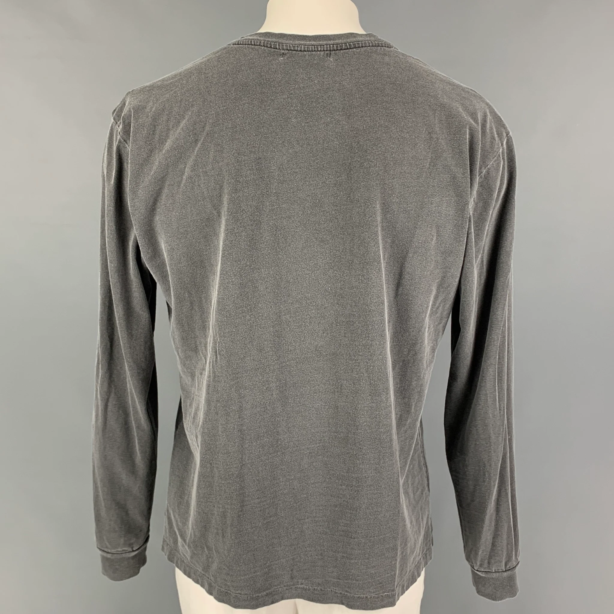 JOHN ELLIOTT Size L Grey Cotton Long Sleeve T-shirt - Image 3