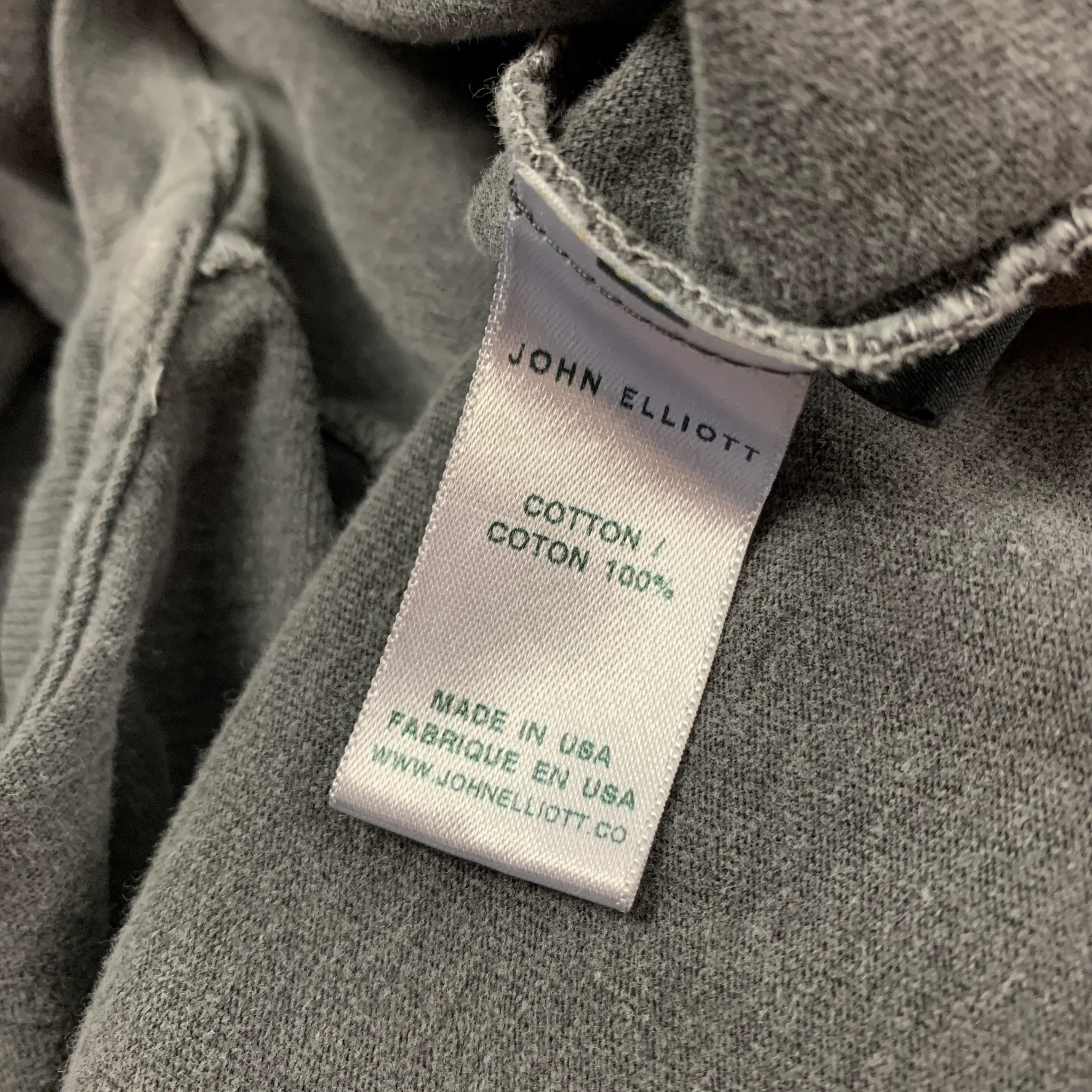 JOHN ELLIOTT Size L Grey Cotton Long Sleeve T-shirt - Image 4