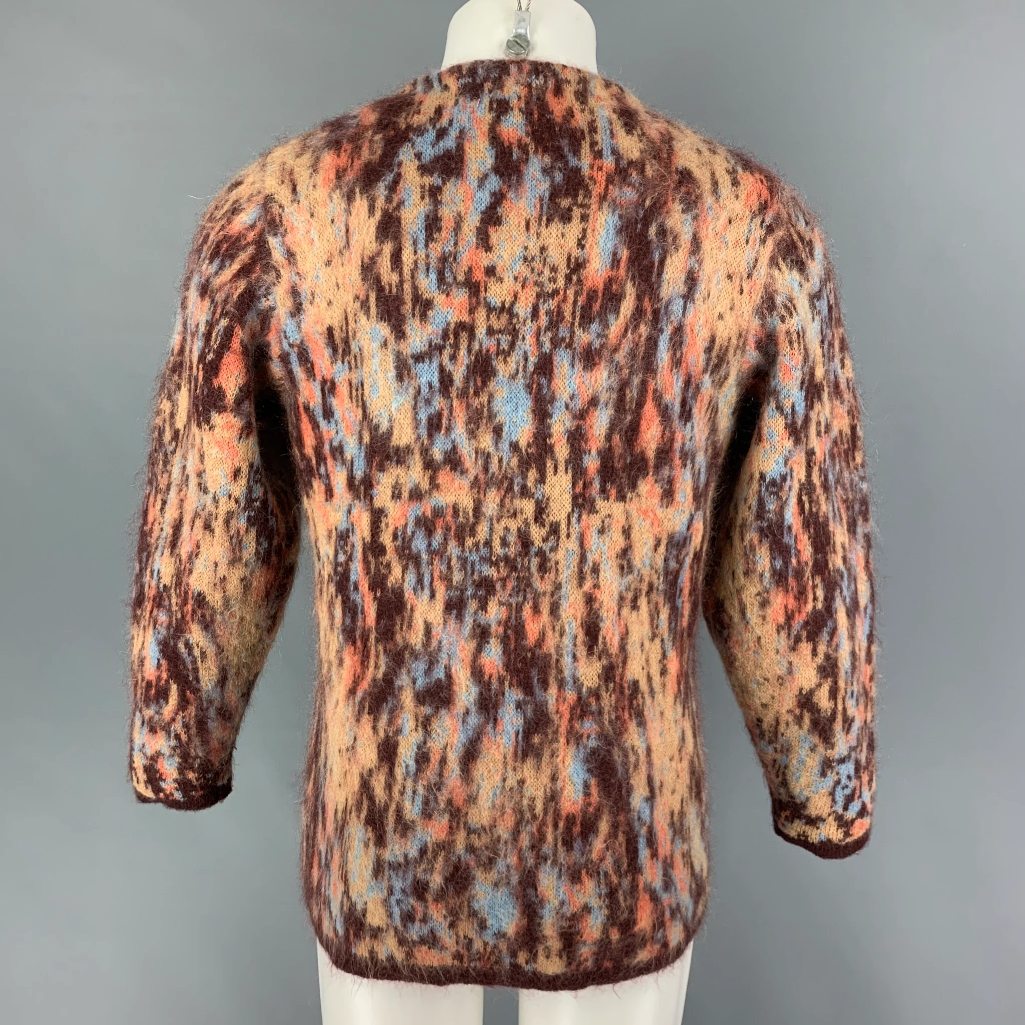 JOHN ELLIOTT Size M Yellow Brown Marble V-Neck Sweater - Image 3