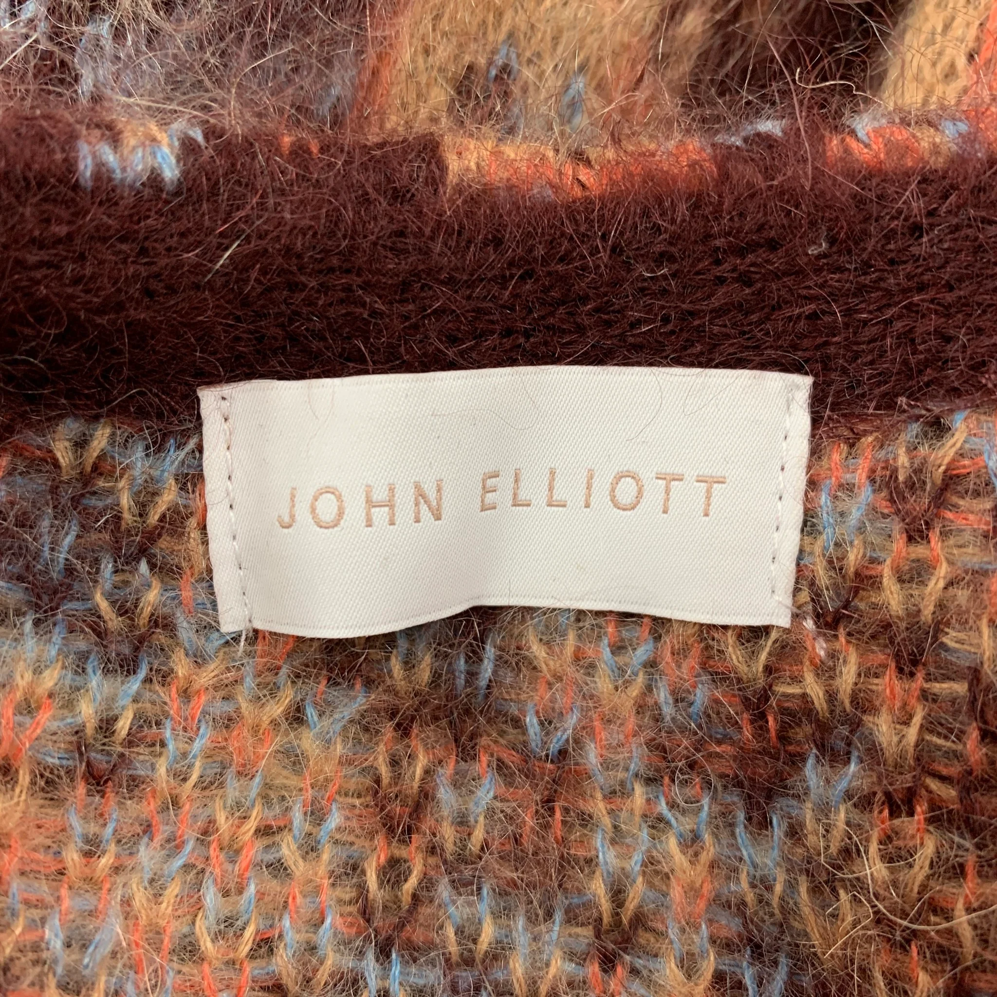 JOHN ELLIOTT Size M Yellow Brown Marble V-Neck Sweater - Image 4