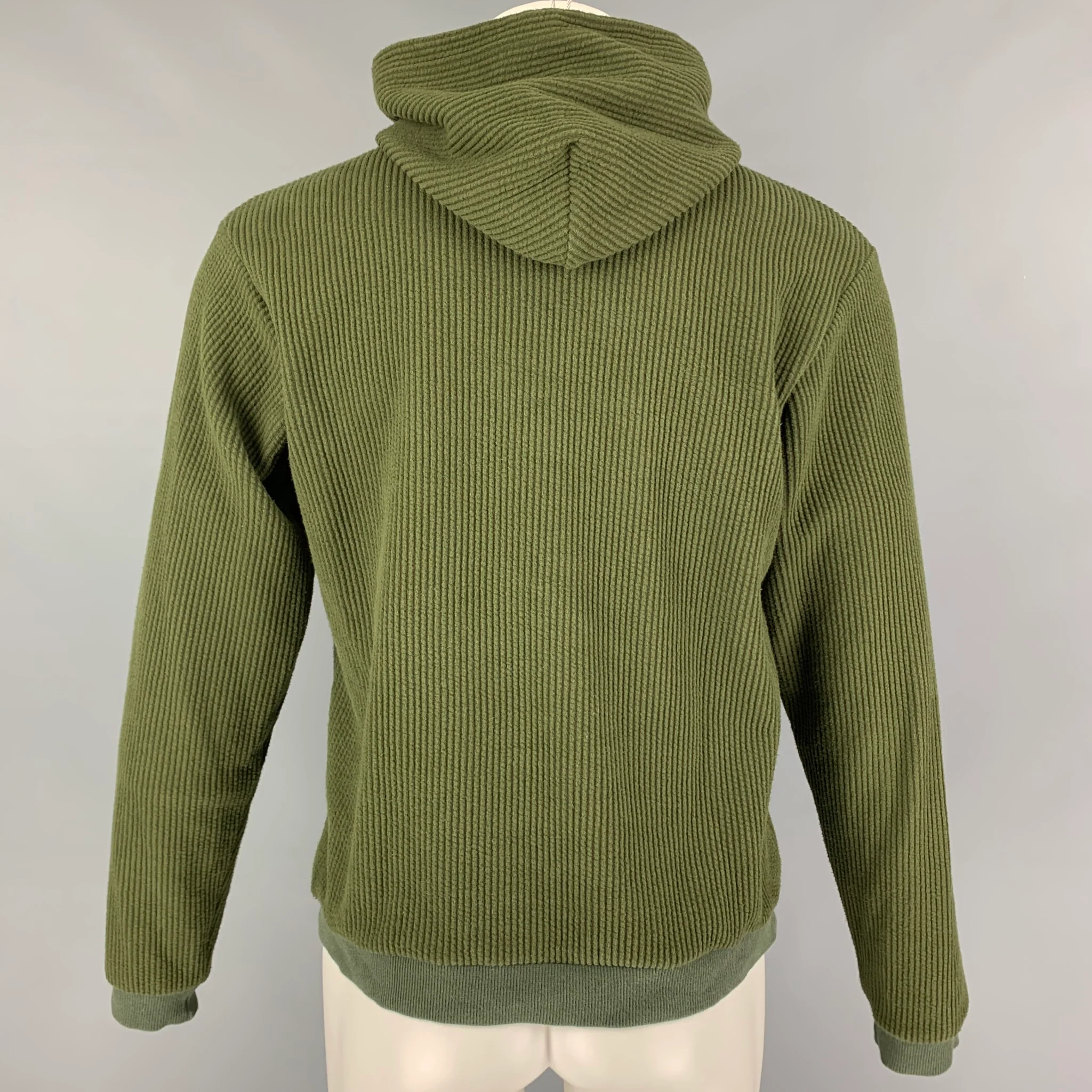 JOHN ELLIOTT Size S Green Textured Cotton Polyester Hooded Sweatshirt - Image 4