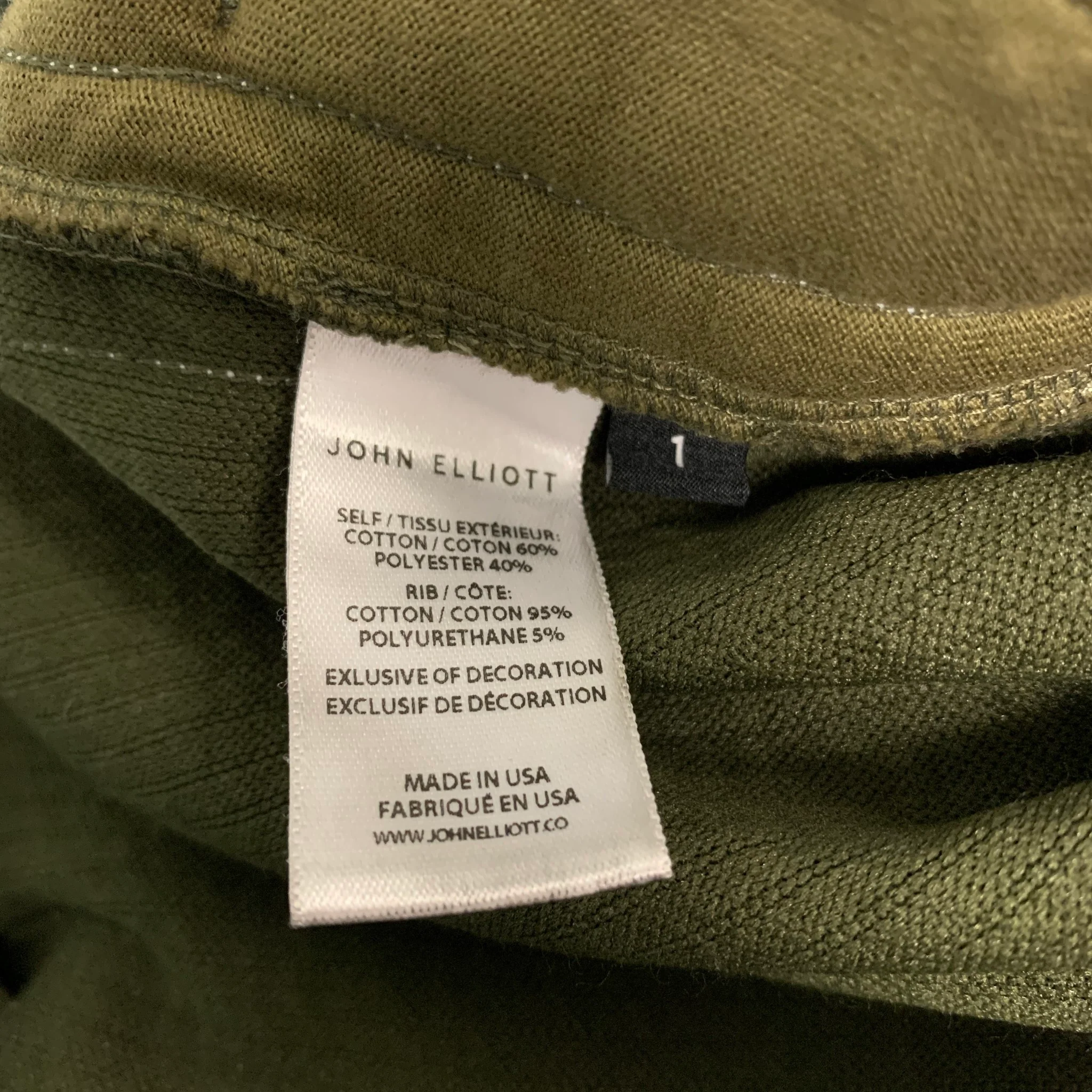 JOHN ELLIOTT Size S Green Textured Cotton Polyester Hooded Sweatshirt - Image 6