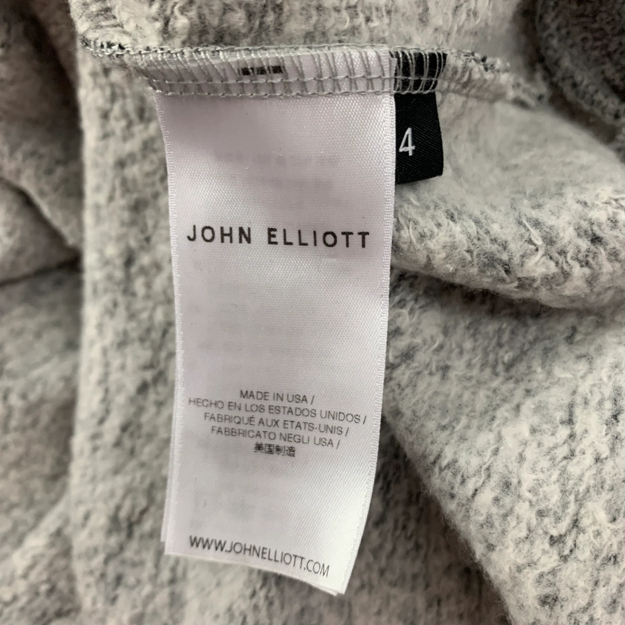 JOHN ELLIOTT Size XL Grey Heather Cotton / Polyester Hooded Sweatshirt - Image 4