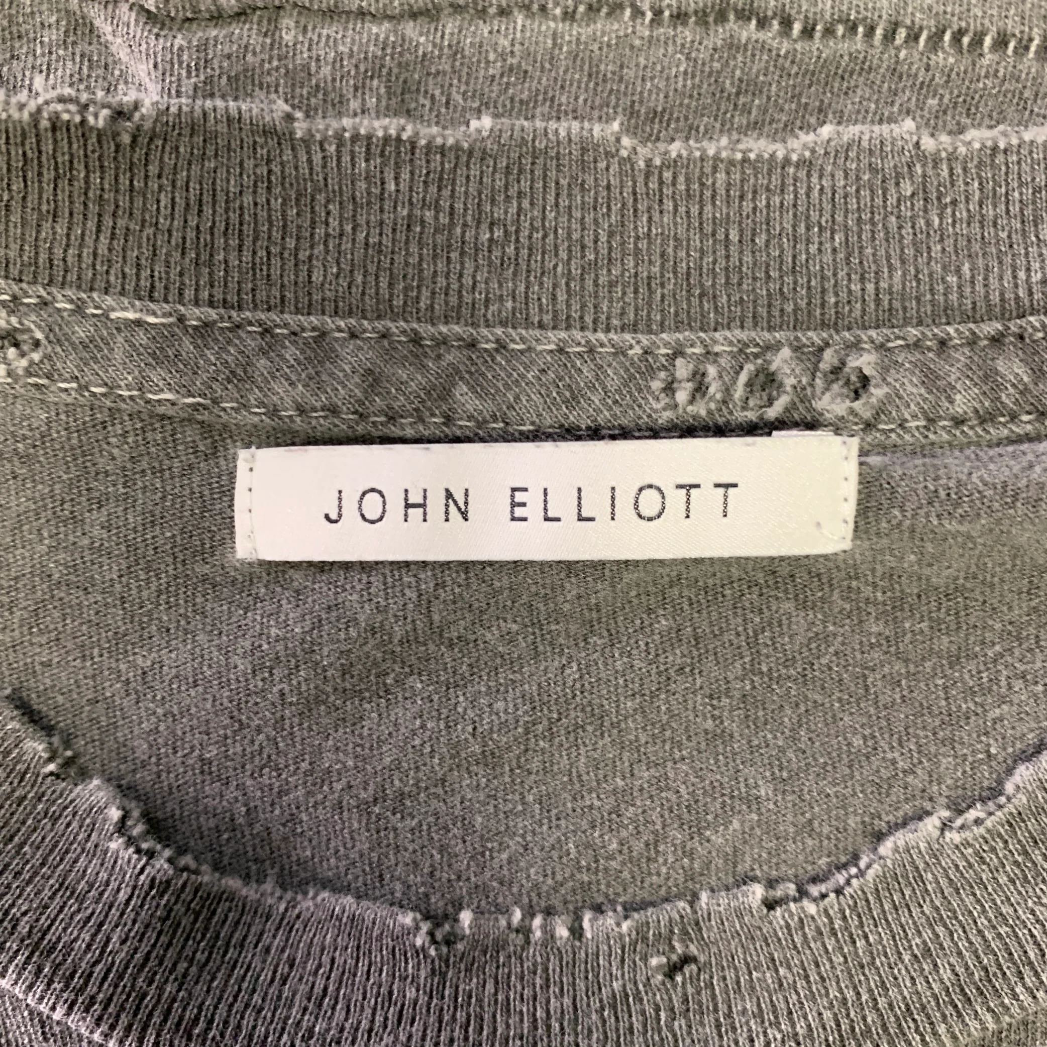 JOHN ELLIOTT Size XS Gray Distressed Cotton Crew-Neck T-shirt - Image 5