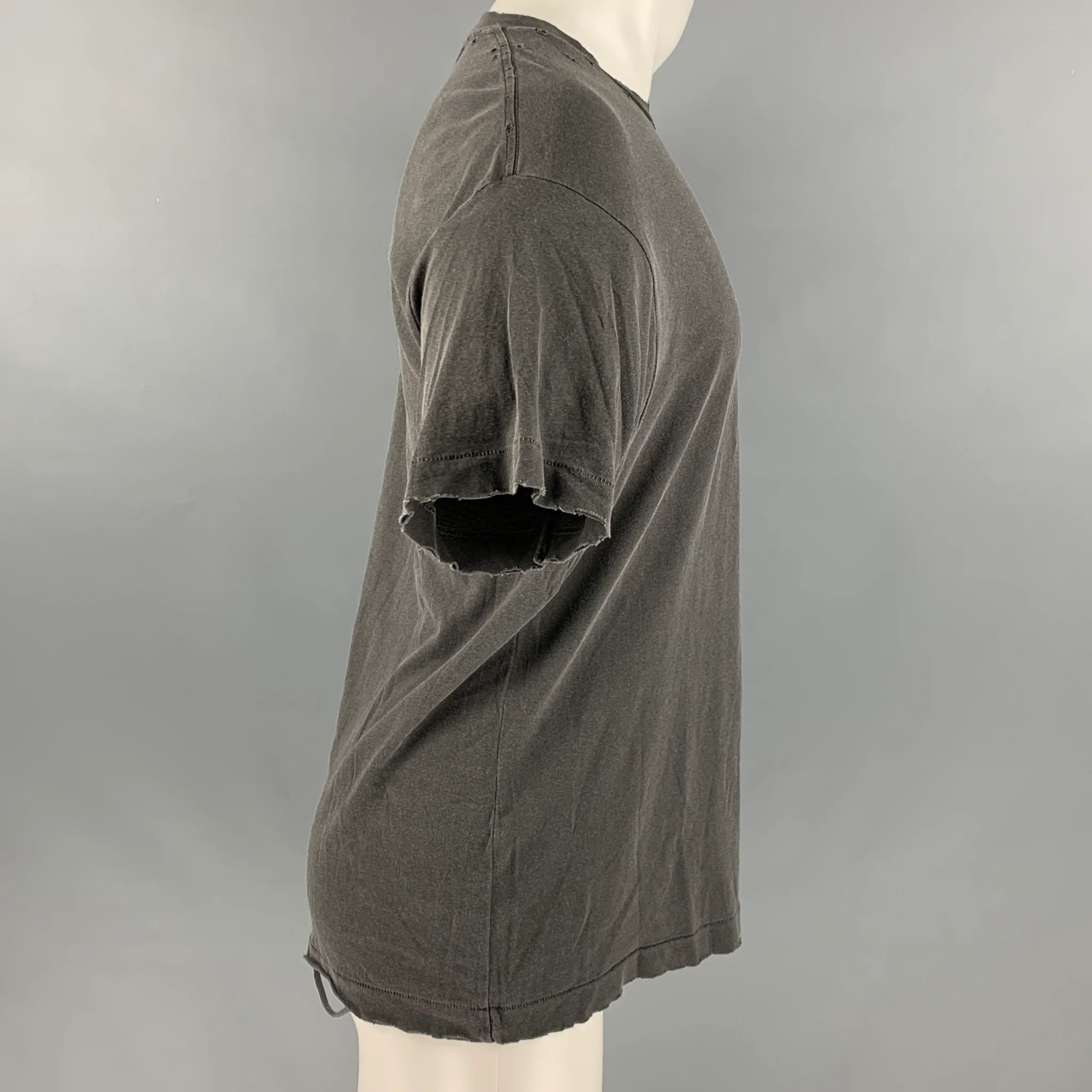 JOHN ELLIOTT Size XS Grey Distressed Short Sleeve Shirt - Image 2