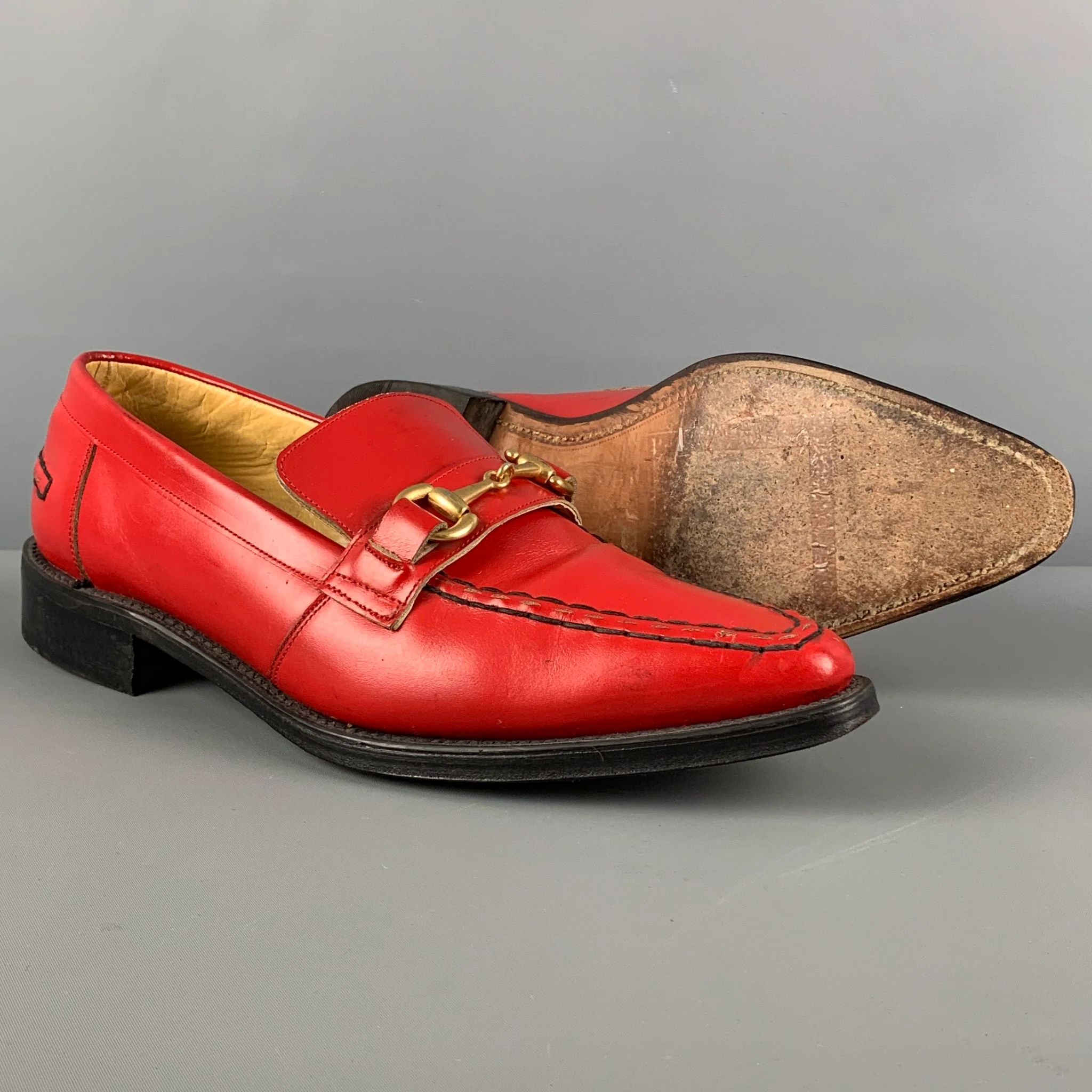 JOHN FLUEVOG Size 10 Red Leather Horsebit Loafers - Image 4