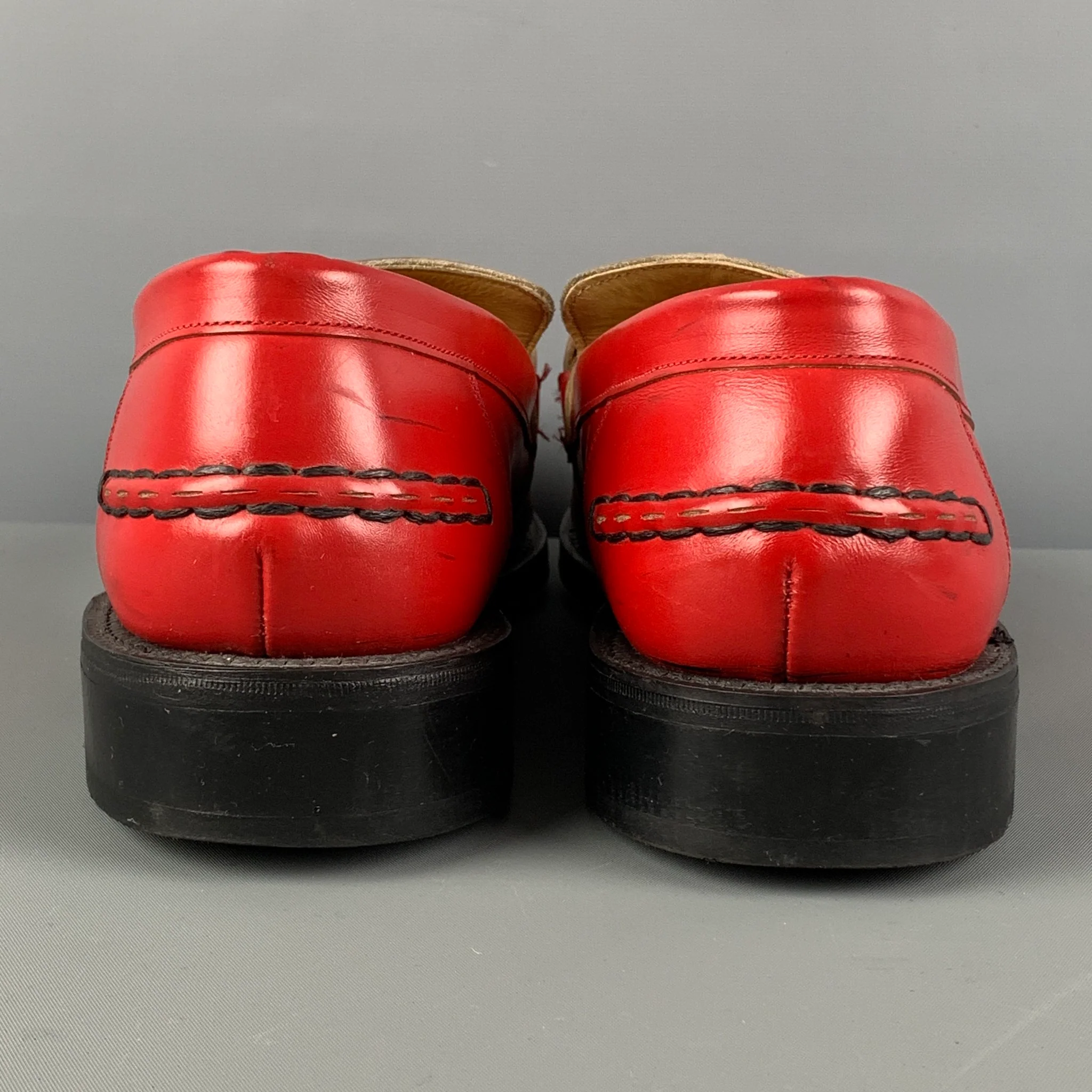 JOHN FLUEVOG Size 10 Red Leather Horsebit Loafers - Image 5