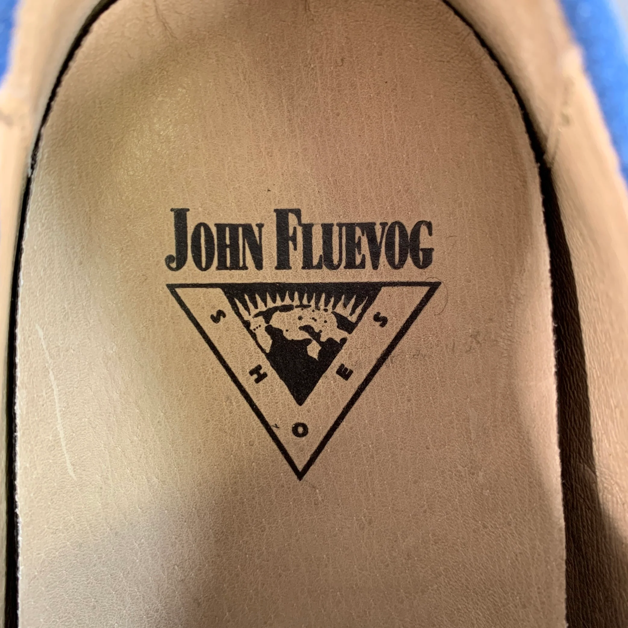 JOHN FLUEVOG Size 11 Blue Tan Suede Derby Lace-Up Shoes - Image 7
