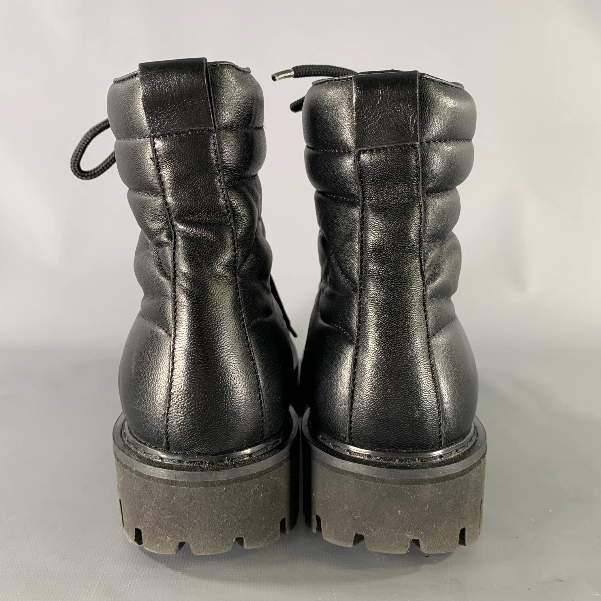JOHN GALLIANO Size 10 Black Quilted Leather Hike Boots - Image 3