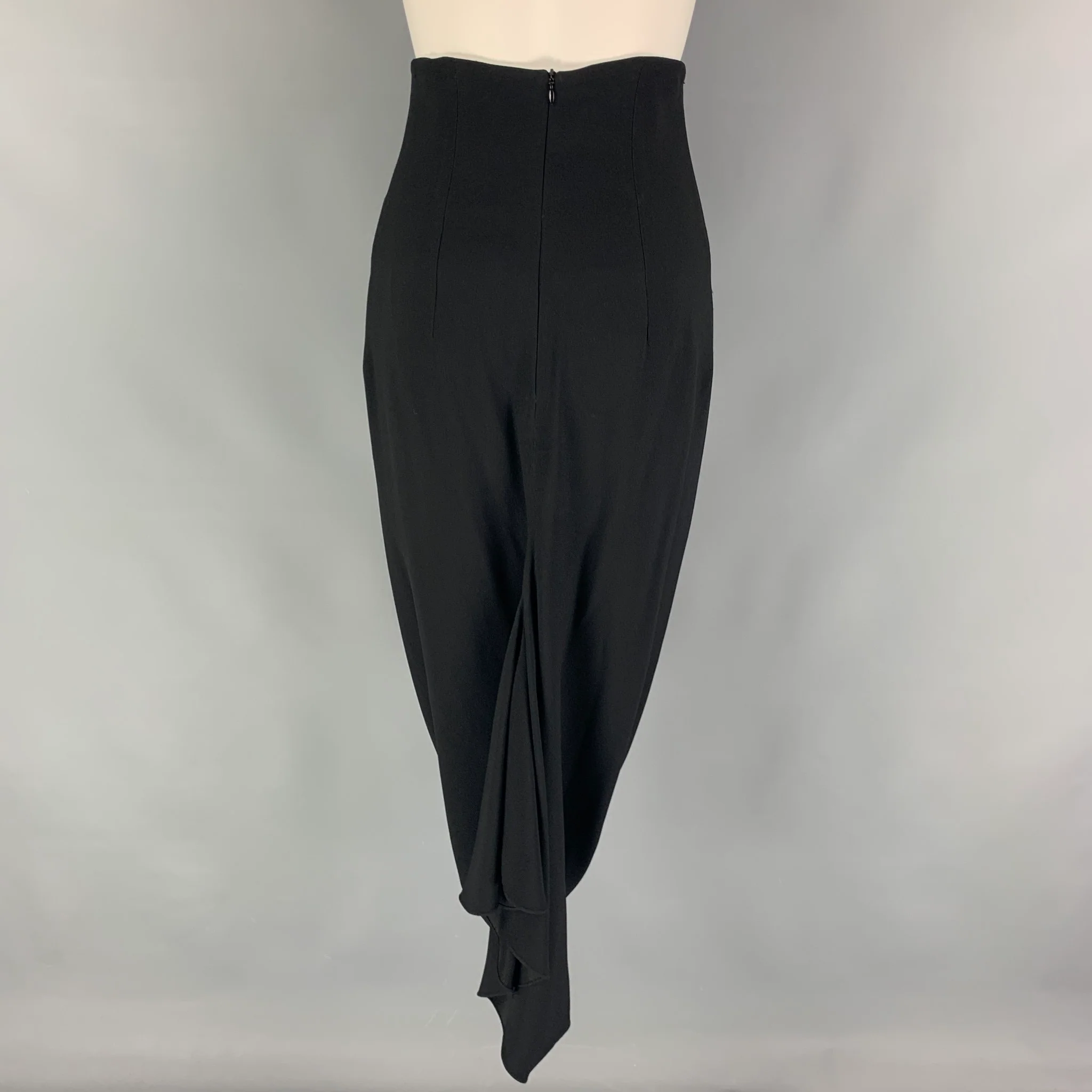 JOHN GALLIANO Size 6 Black Acetate Viscose Pencil Skirt - Image 3