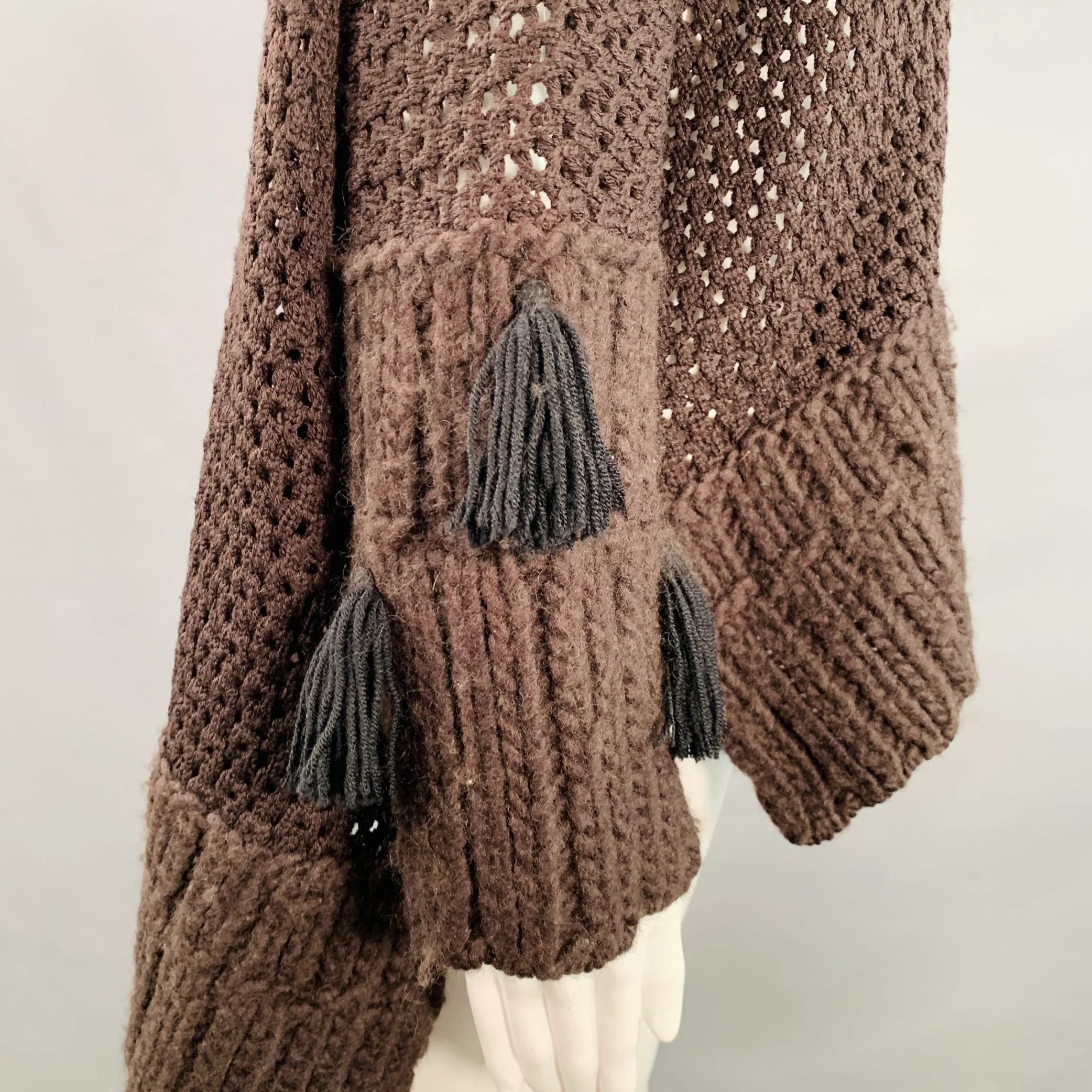 JOHN GALLIANO Size M Brown Wool Blend Turtleneck Chunky Knit Sweater - Image 3