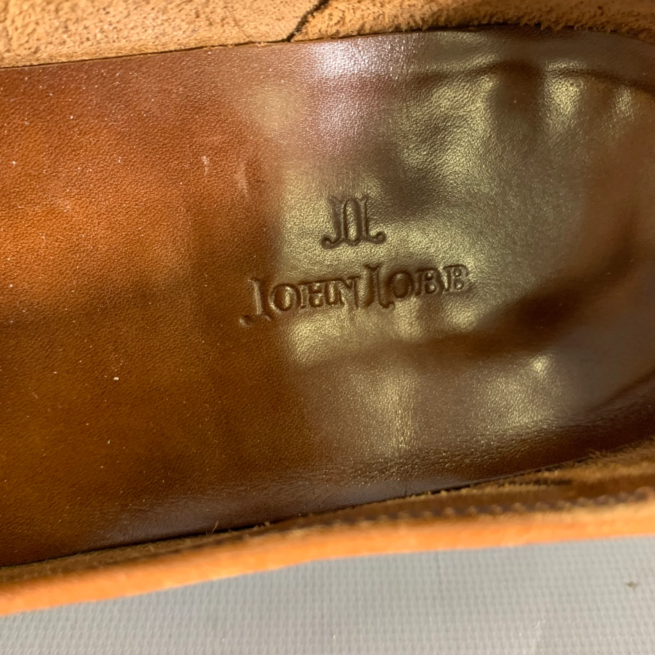JOHN LOBB Size 9.5 Tan Brown Color Block Leather Penny Loafers - Image 8