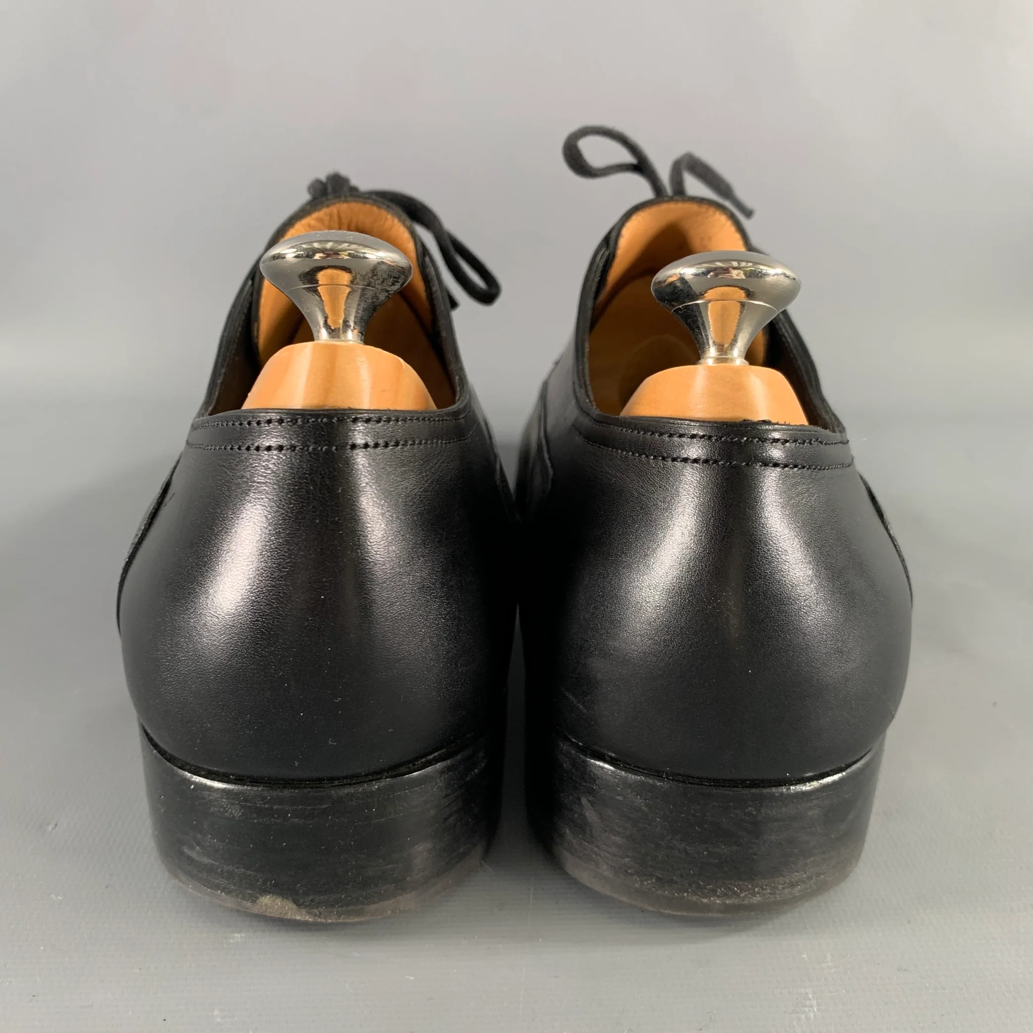 JOHN LOBB WELHAM Size 9 Black Leather Pointed Toe Lace Up Shoes - Image 3
