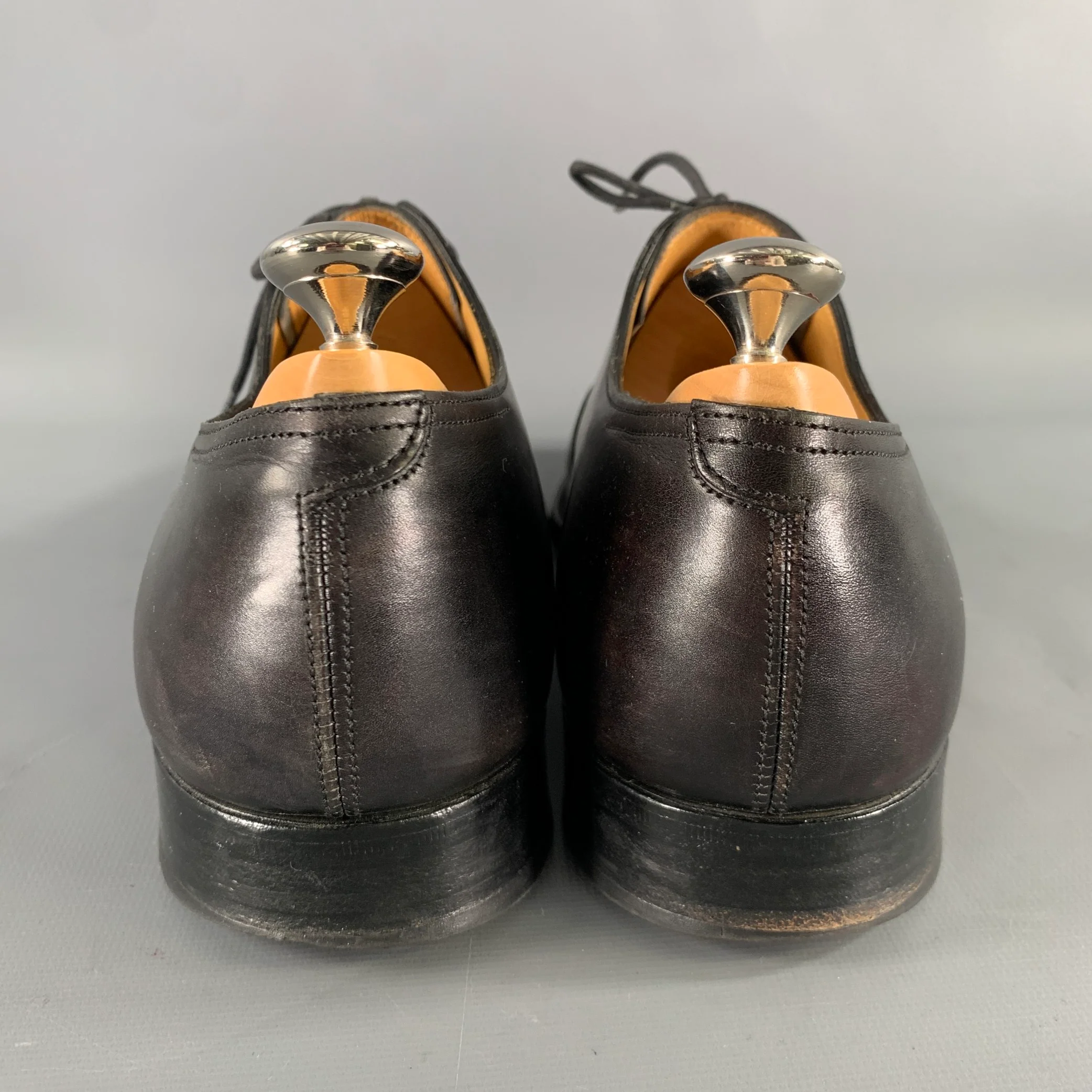 JOHN LOBB KEPAS Size 9 Black Perforated Leather Pointed Toe Lace Up Shoes - Image 3