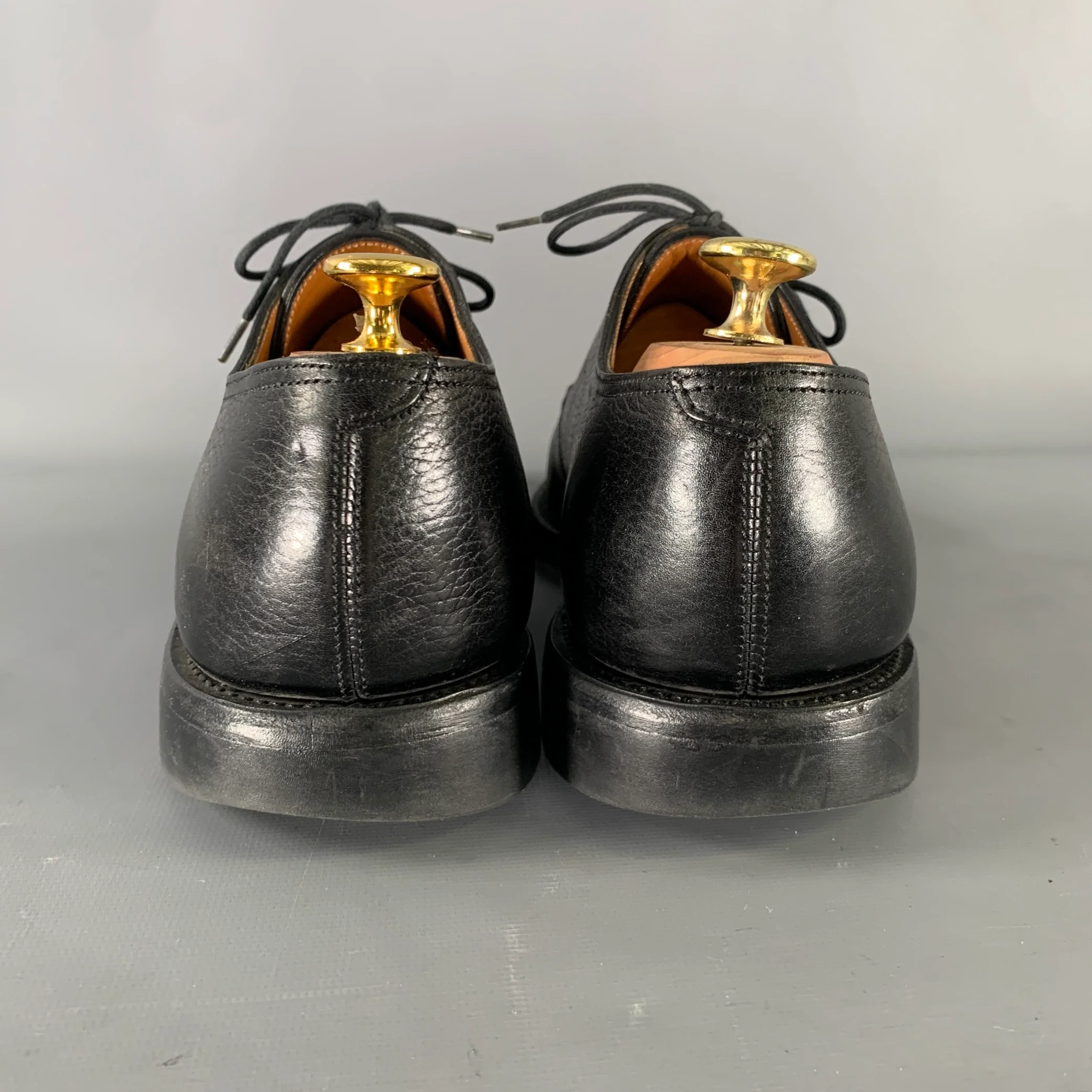 JOHN LOBB PERRIER Size 9 Black Textured Leather Pointed Toe Lace Up Shoes - Image 3