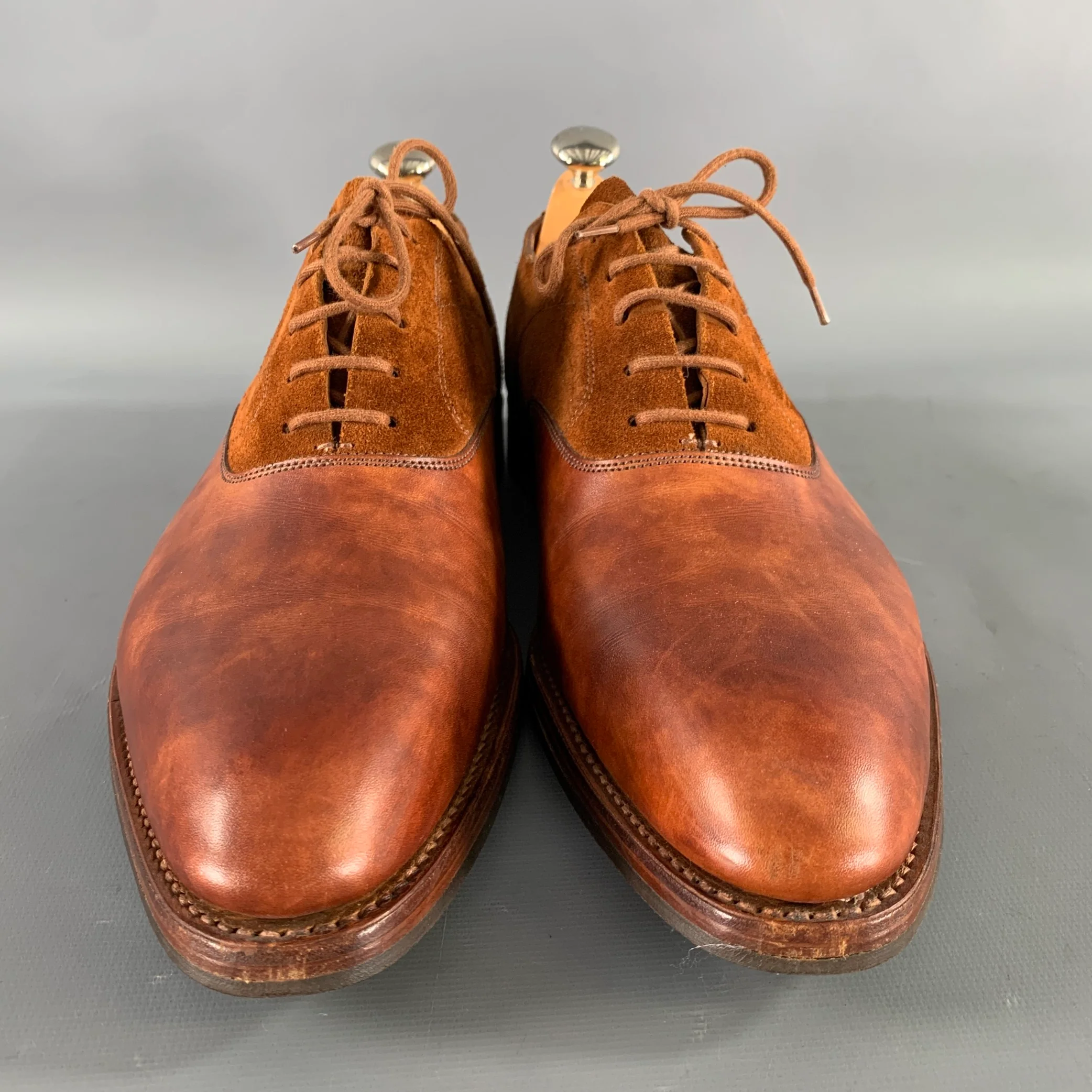 JOHN LOBB Size 9 Camel Leather Pointed Toe Lace Up Shoes - Image 4