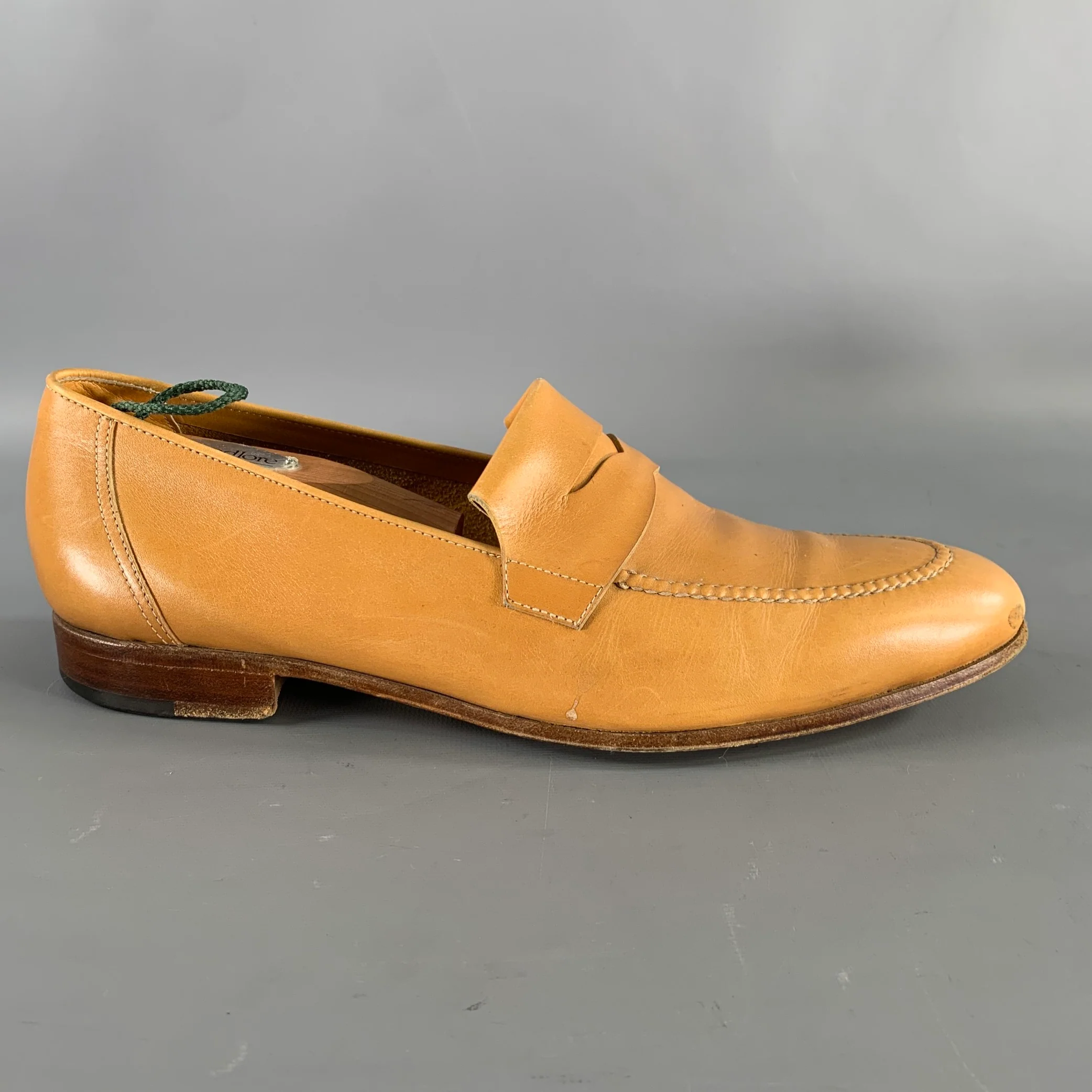 JOHN LOBB CHENTENHAM Size 9 Tan Leather Penny Loafers - Image 2