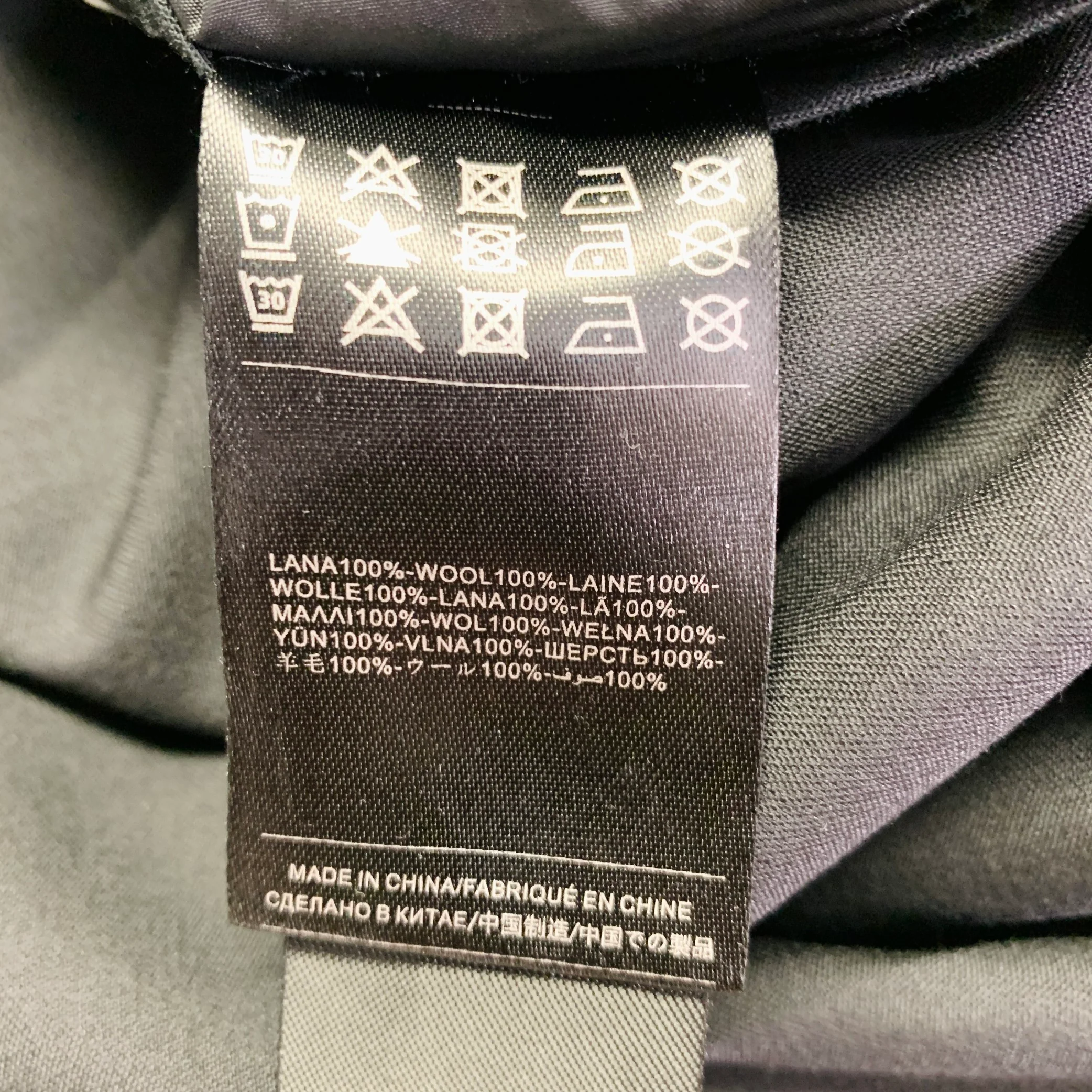 JOHN RICHMOND Size 34 Black Wool Flat Front Dress Pants - Image 6
