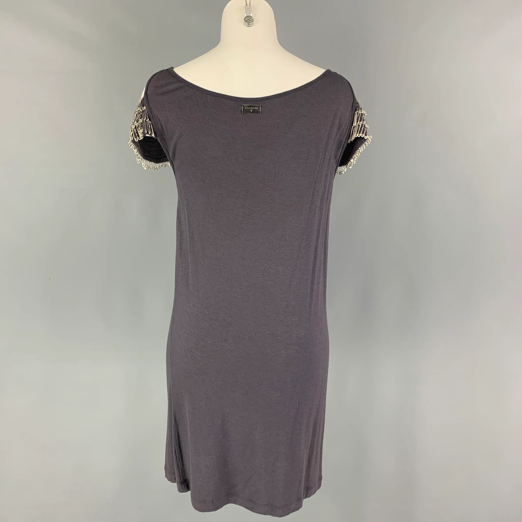 JOHN RICHMOND Size 6 Purple Rayon Wool Safety Pin Tank Dress - Image 4