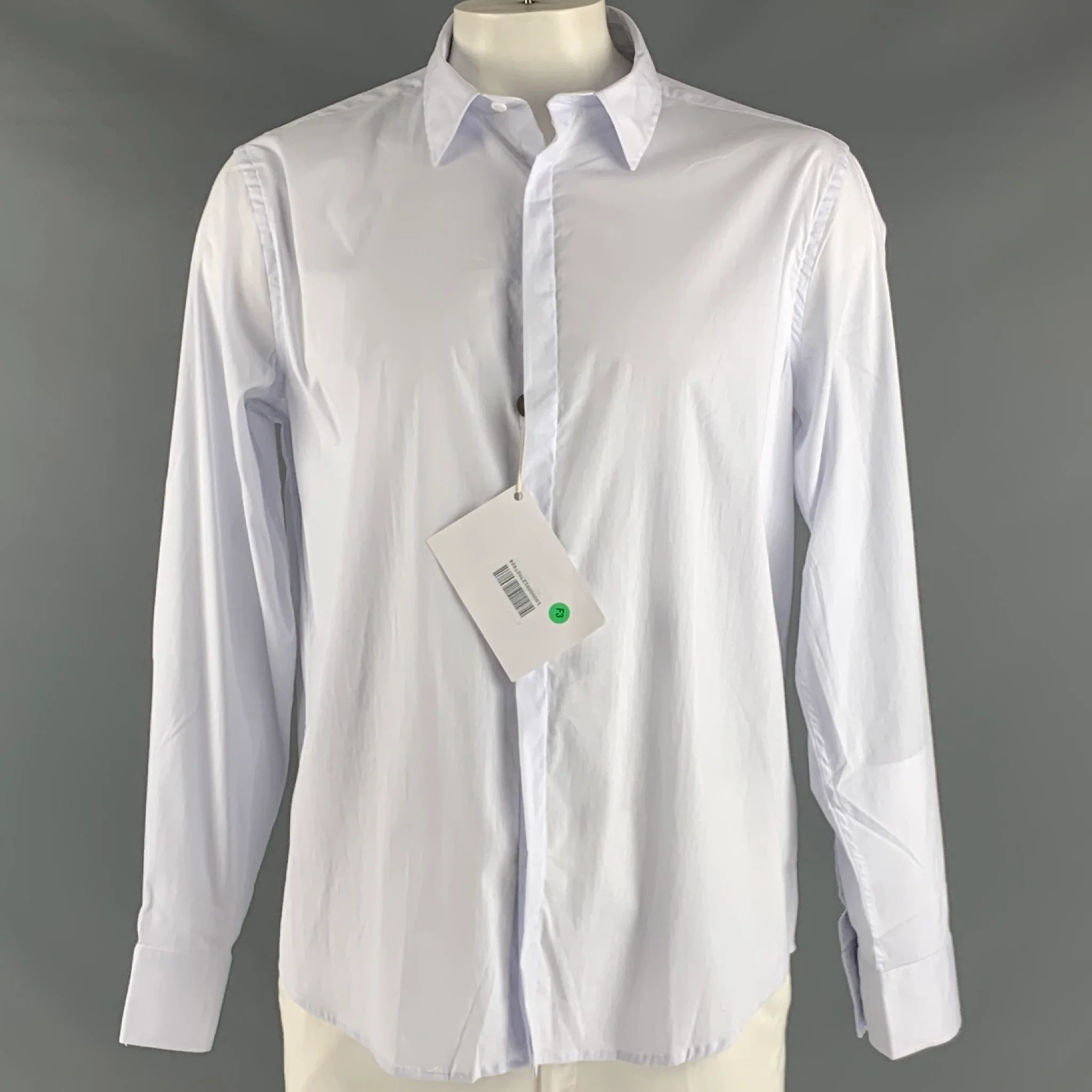 JOHN RICHMOND Size XL White Solid Cotton Blend Button Up Long Sleeve Shirt