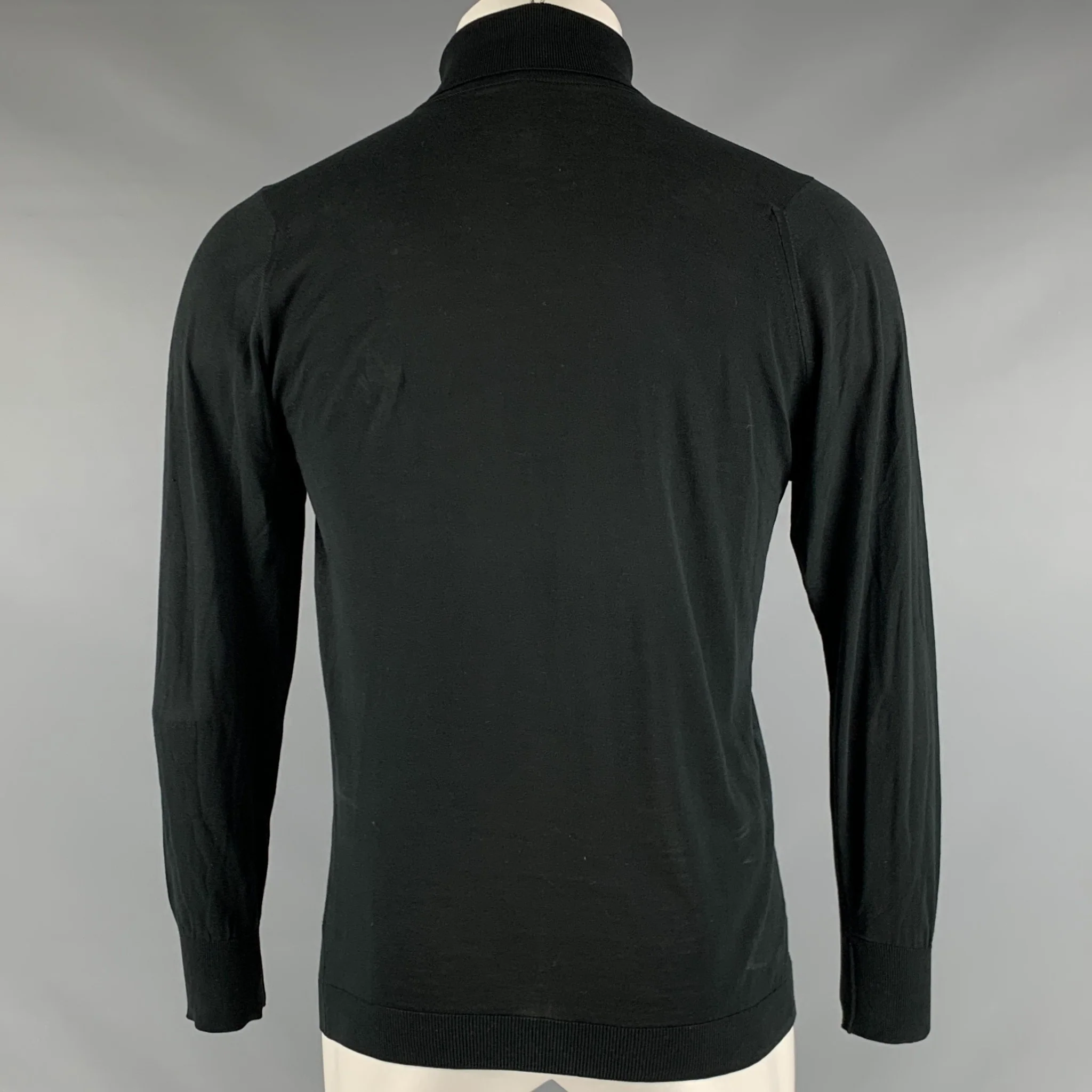 JOHN SMEDLEY Size S Black Cotton Turtleneck Pullover - Image 3