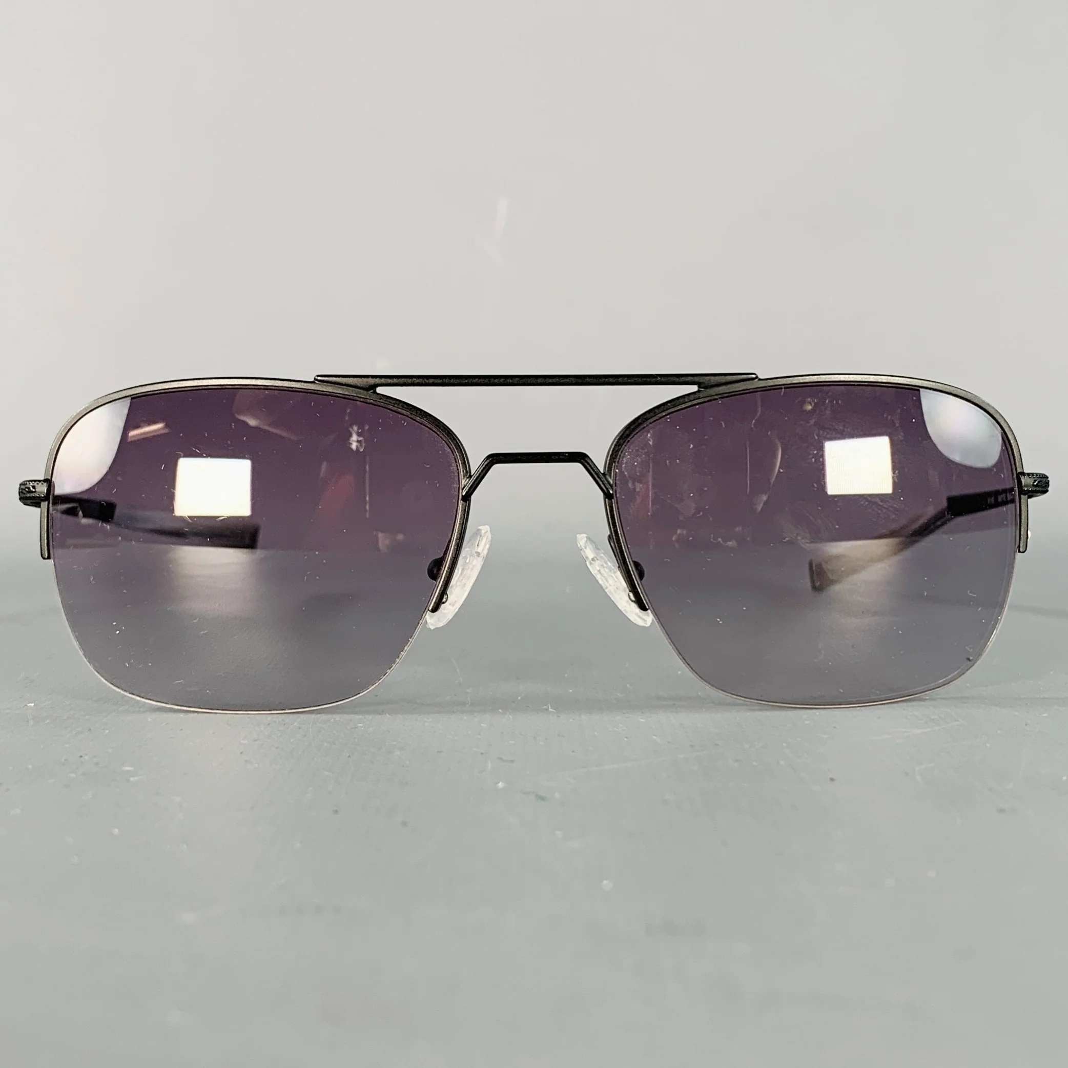 JOHN VARVATOS Black Gunmetal Metal Navigator Sunglasses