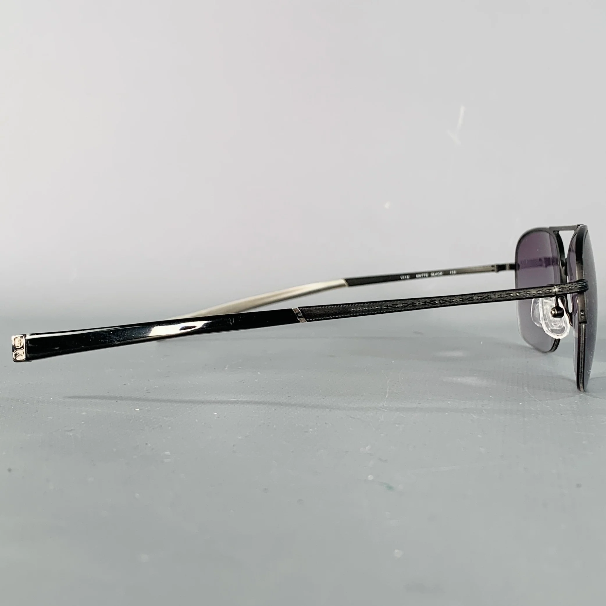 JOHN VARVATOS Black Gunmetal Metal Navigator Sunglasses - Image 2