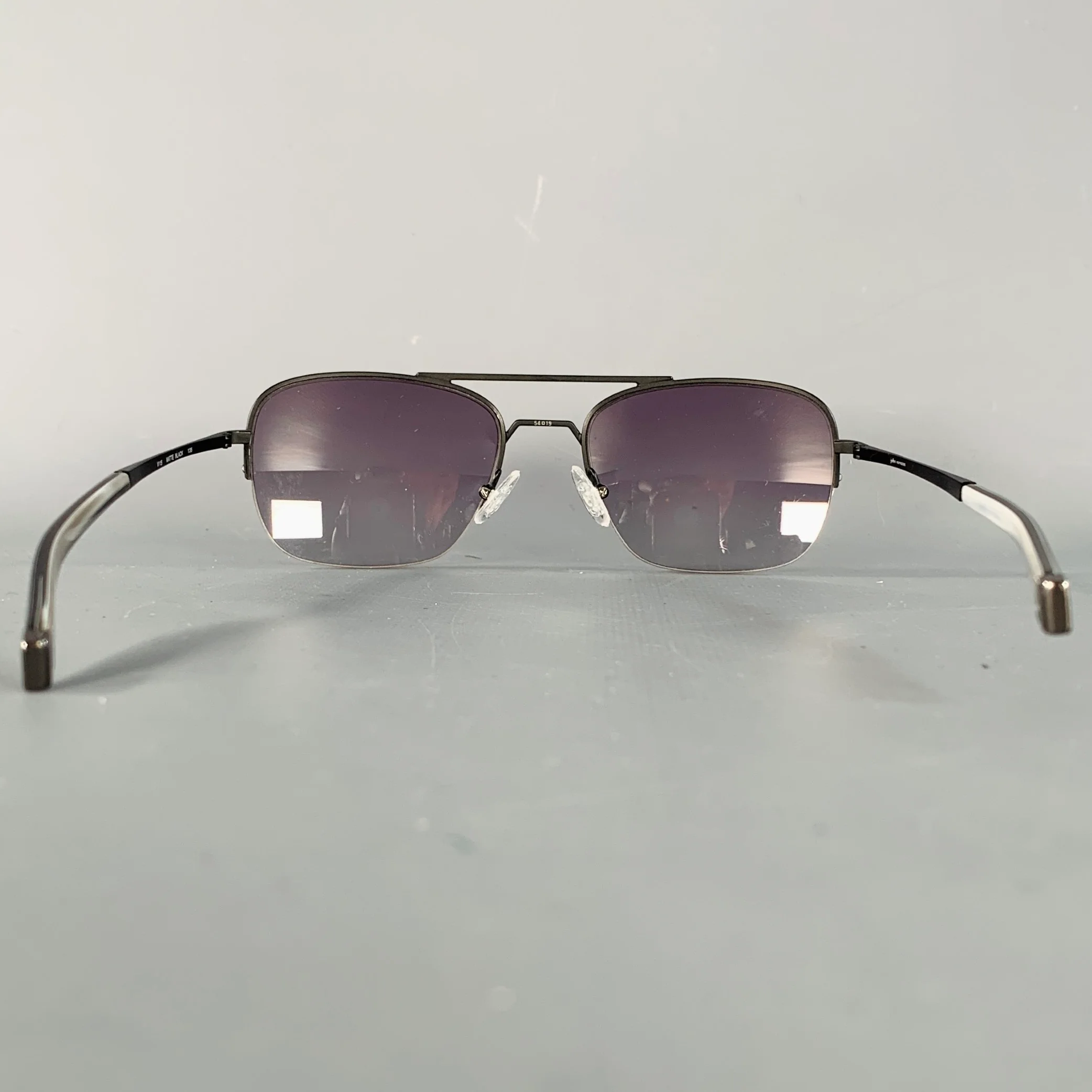 JOHN VARVATOS Black Gunmetal Metal Navigator Sunglasses - Image 3