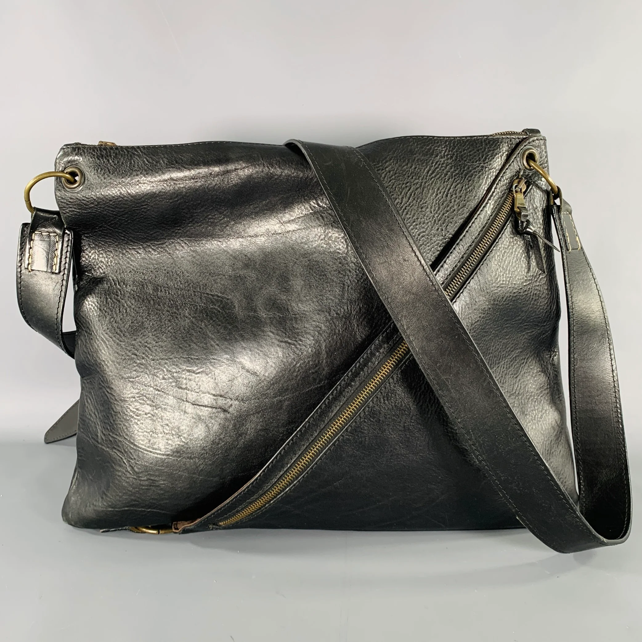 JOHN VARVATOS Black Leather Overlay Cross Body Bag - Image 4