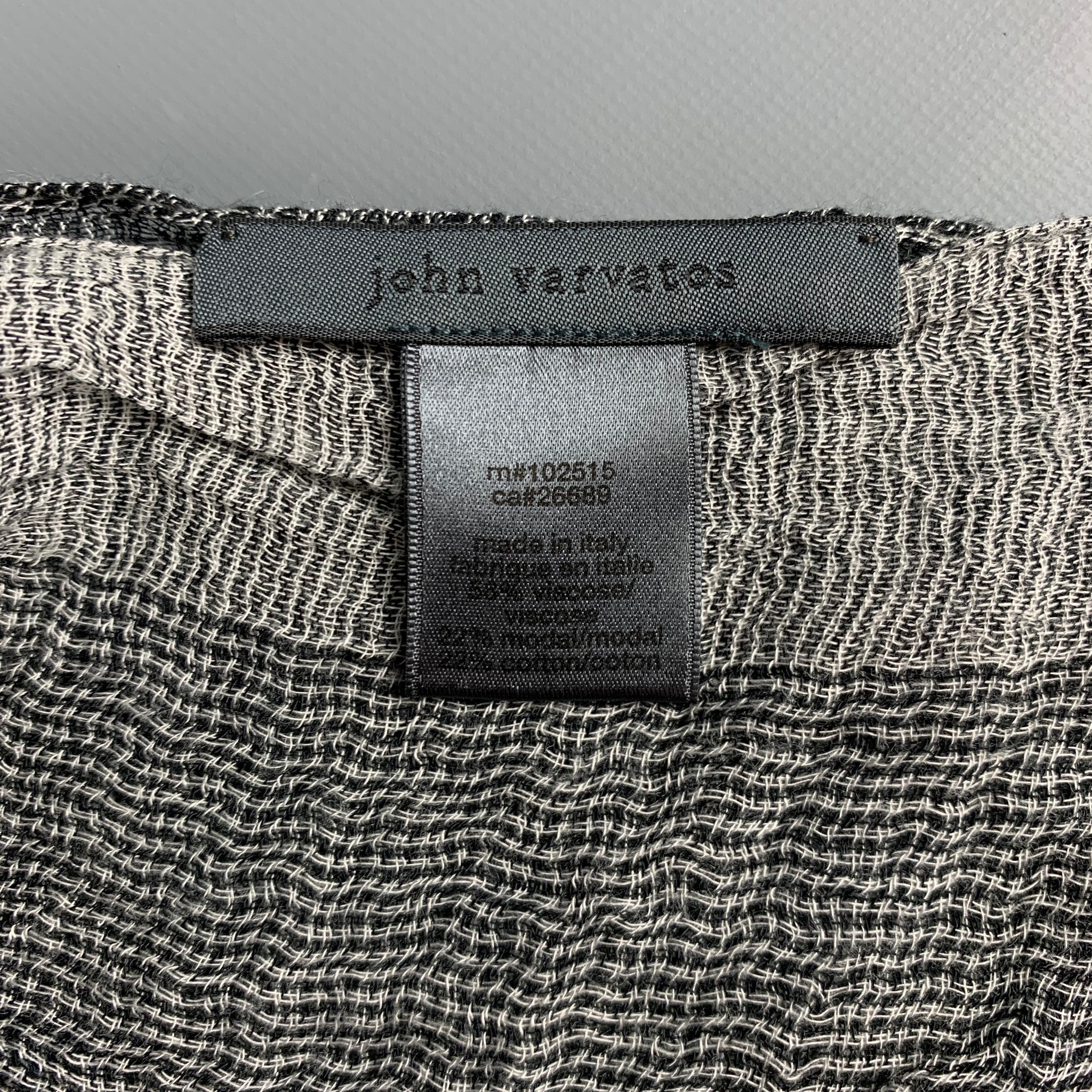 JOHN VARVATOS Black White Viscose Modal Scarf - Image 5