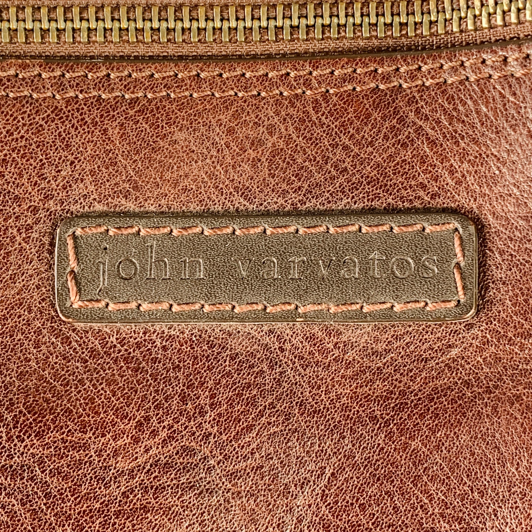 JOHN VARVATOS Brown Leather Crossbody Messenger Bag - Image 2