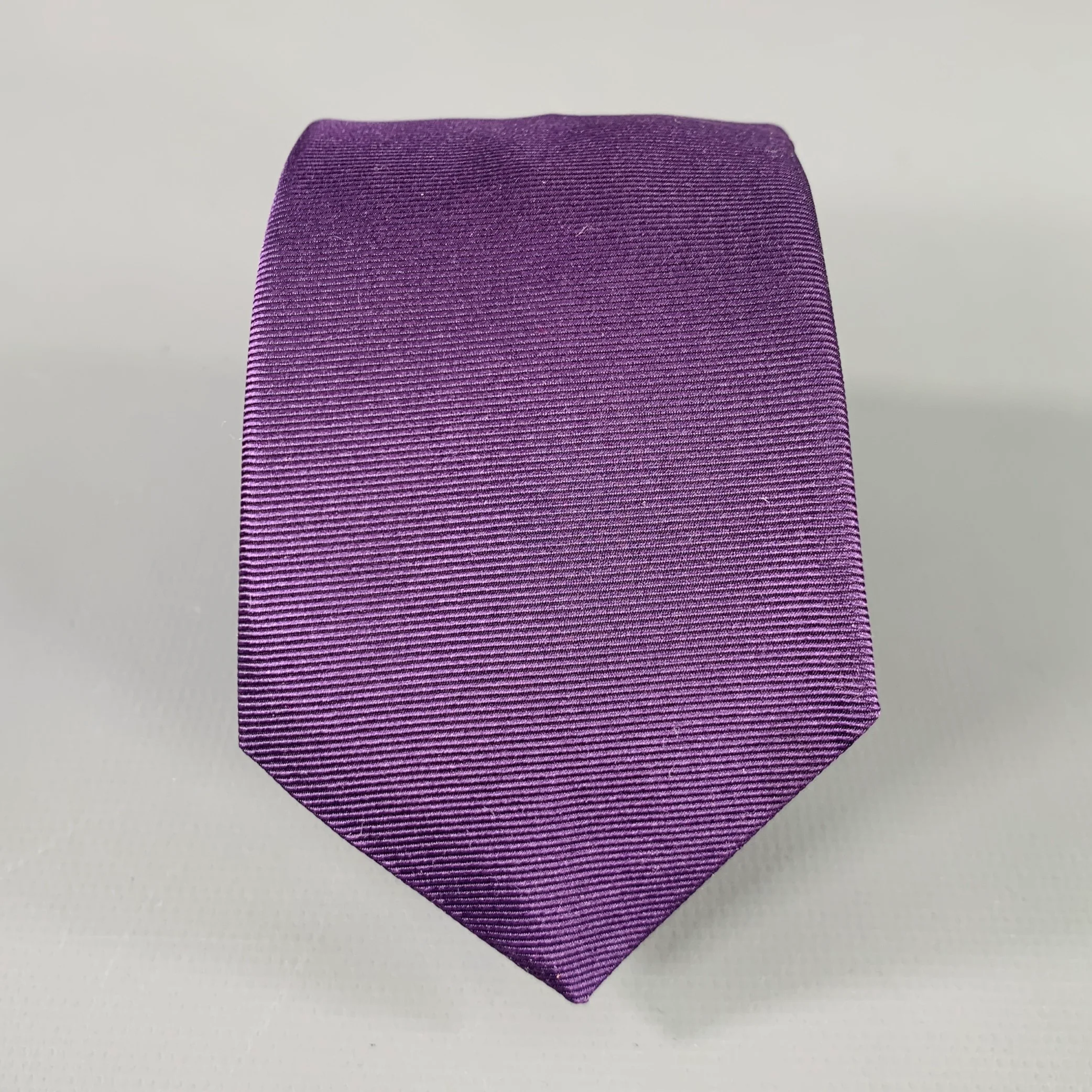JOHN VARVATOS Purple Black White Diagonal Stripe Silk Tie