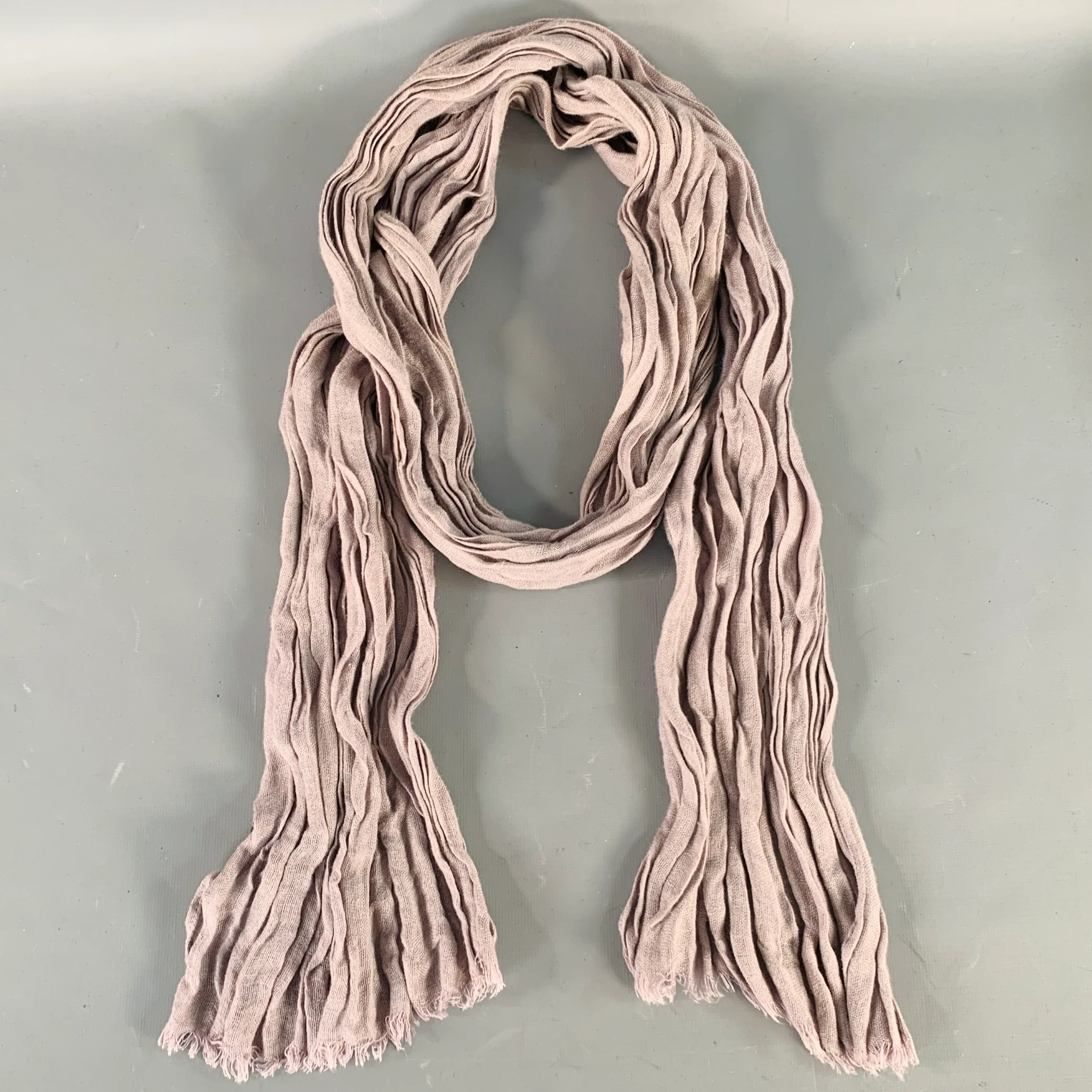JOHN VARVATOS Purple Lavender Linen Blend Fringe Scarf