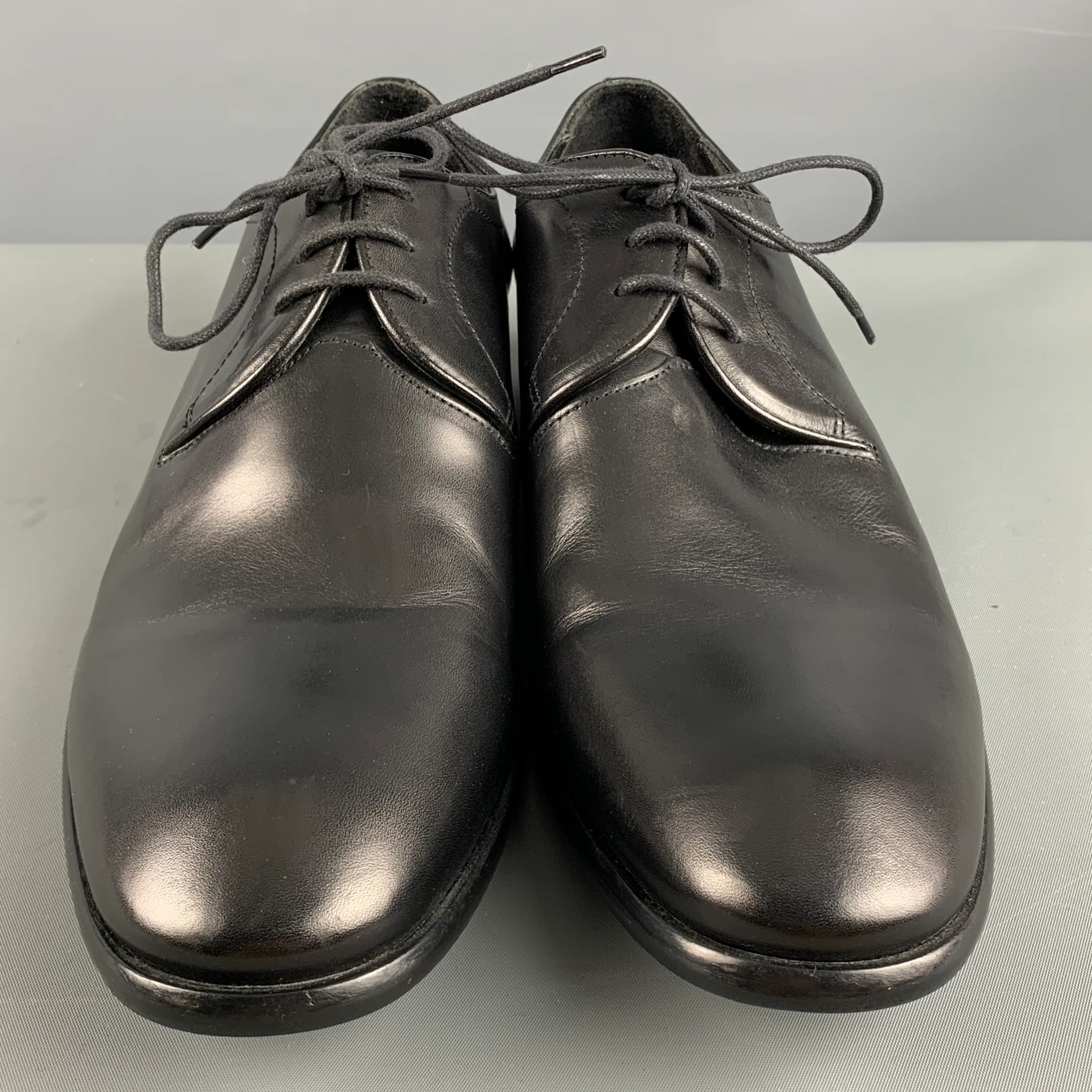 JOHN VARVATOS Size 11 Black Leather Lace Up Shoes - Image 4